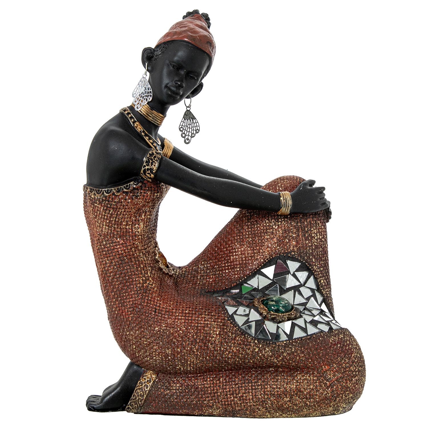 FIGURA RESINA AFRICANA SENTADA