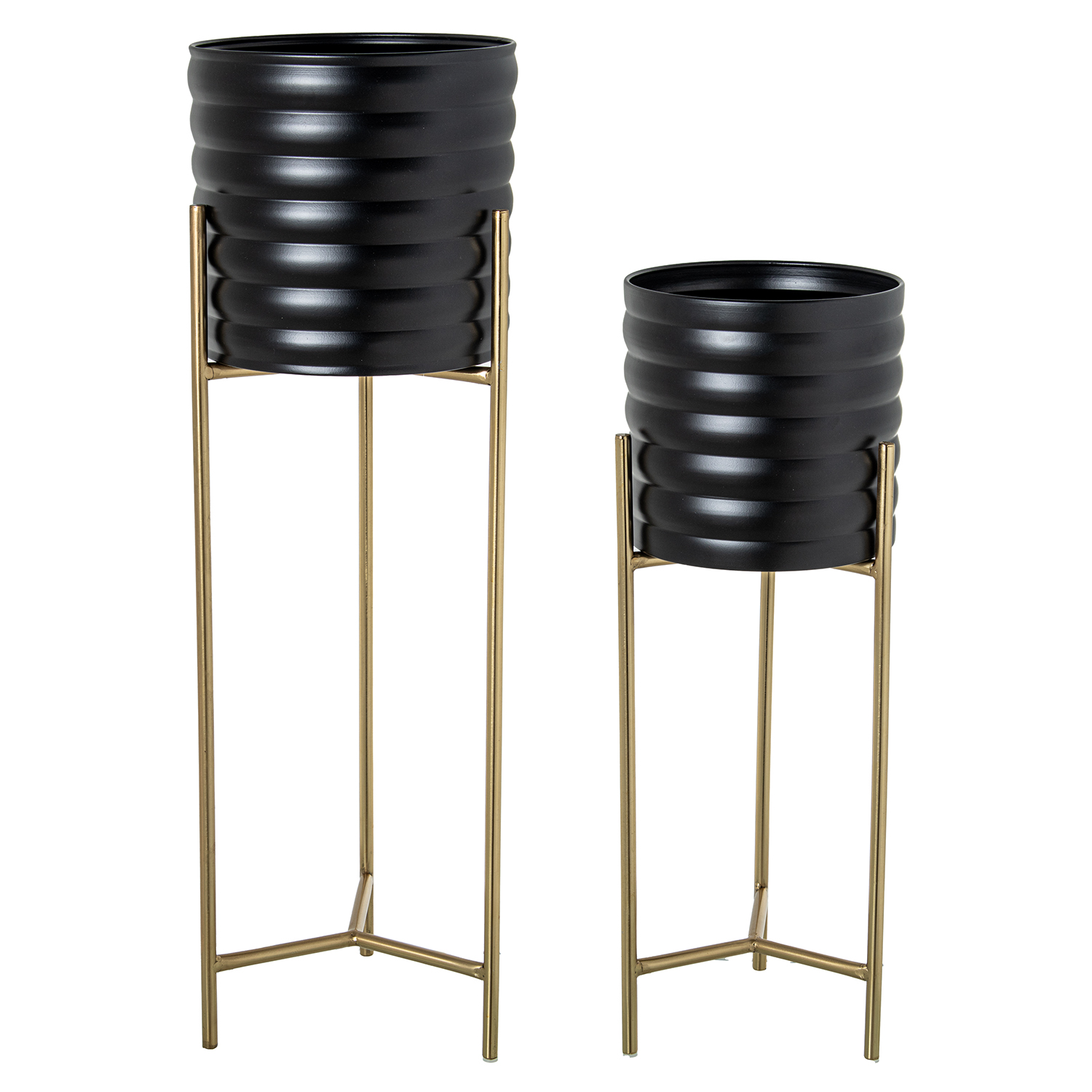 SET 2 MACETEROS METAL PATAS DORADAS