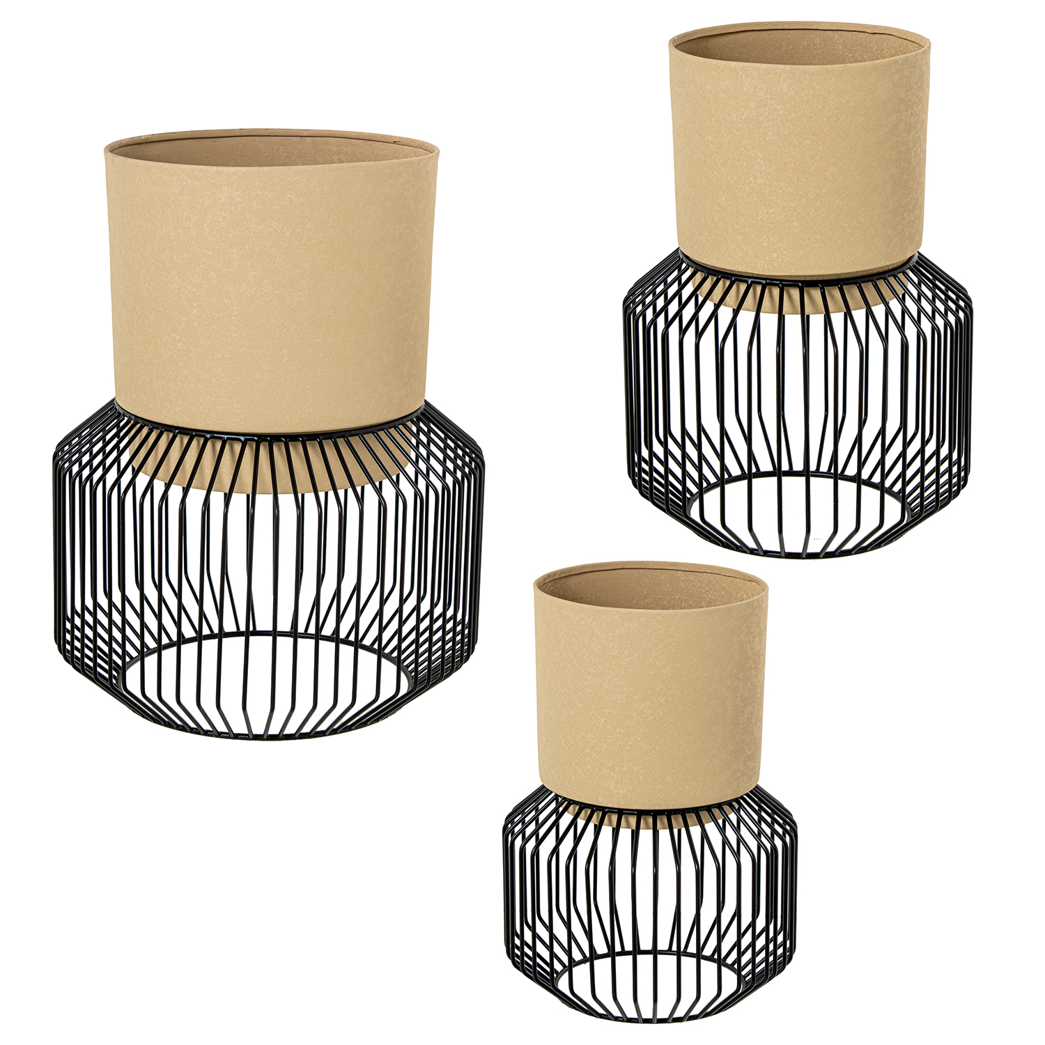SET 3 MACETEROS BEIGE BASE MET