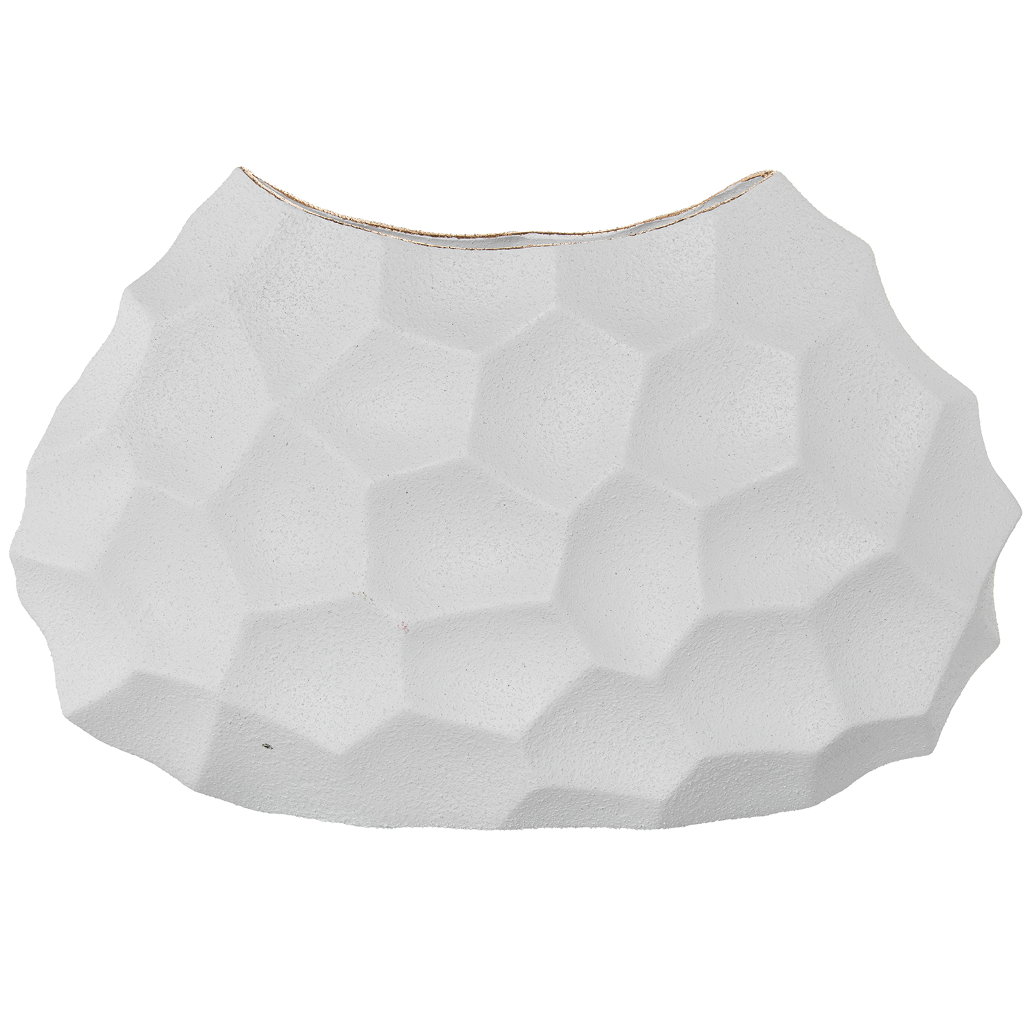 JARRÓN CERÁMICA BLANCO ARENA/DLANCO ARENA/DORADO