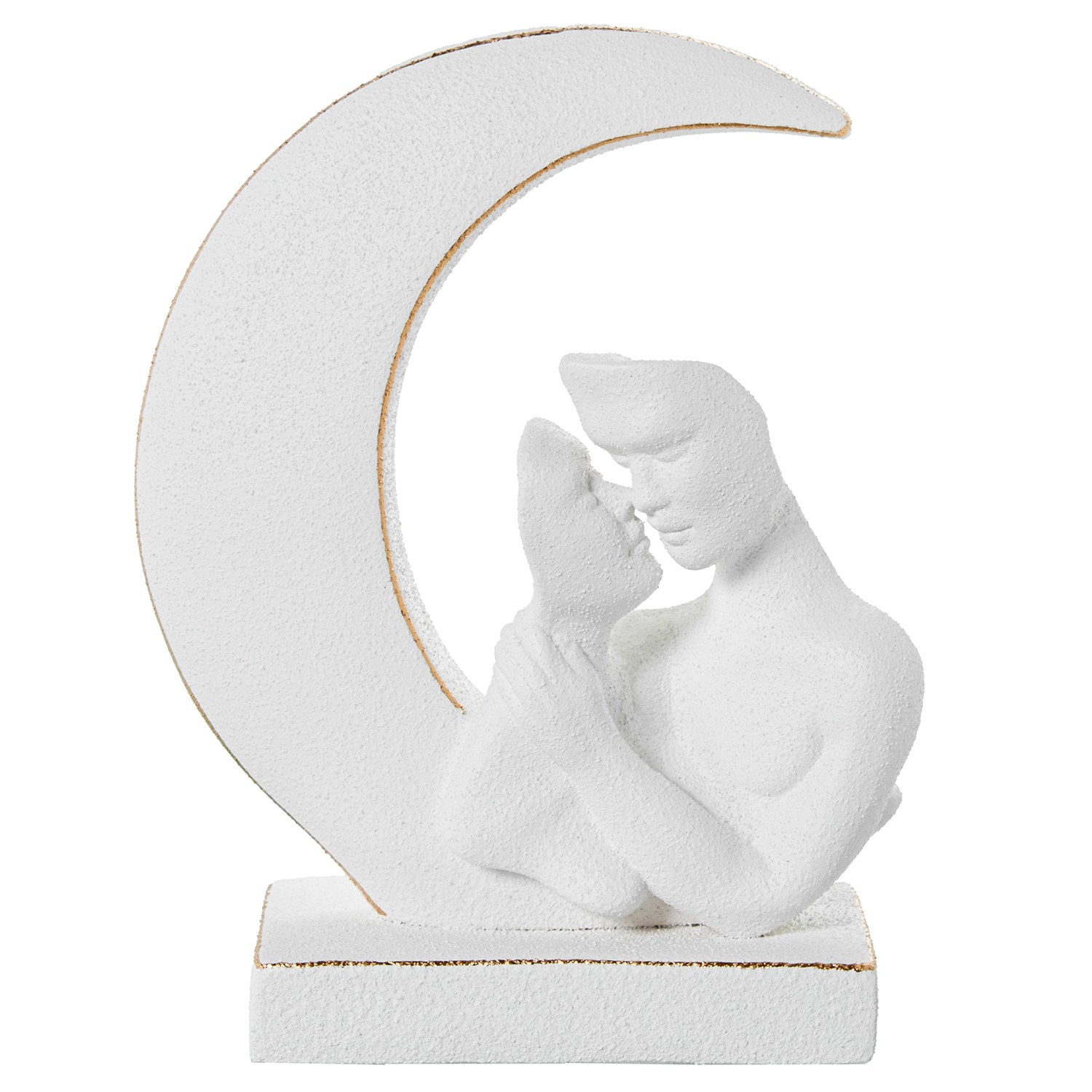FIGURA PAREJA C/LUNA CERÁMICAANCO ARENA/DORADO