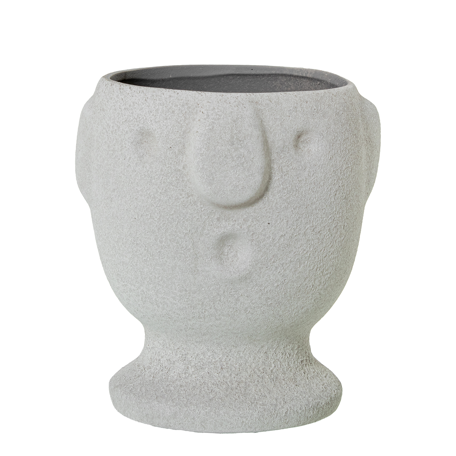 MACETERO CERÁMICA ROSTRO BEIGEASE MADERA