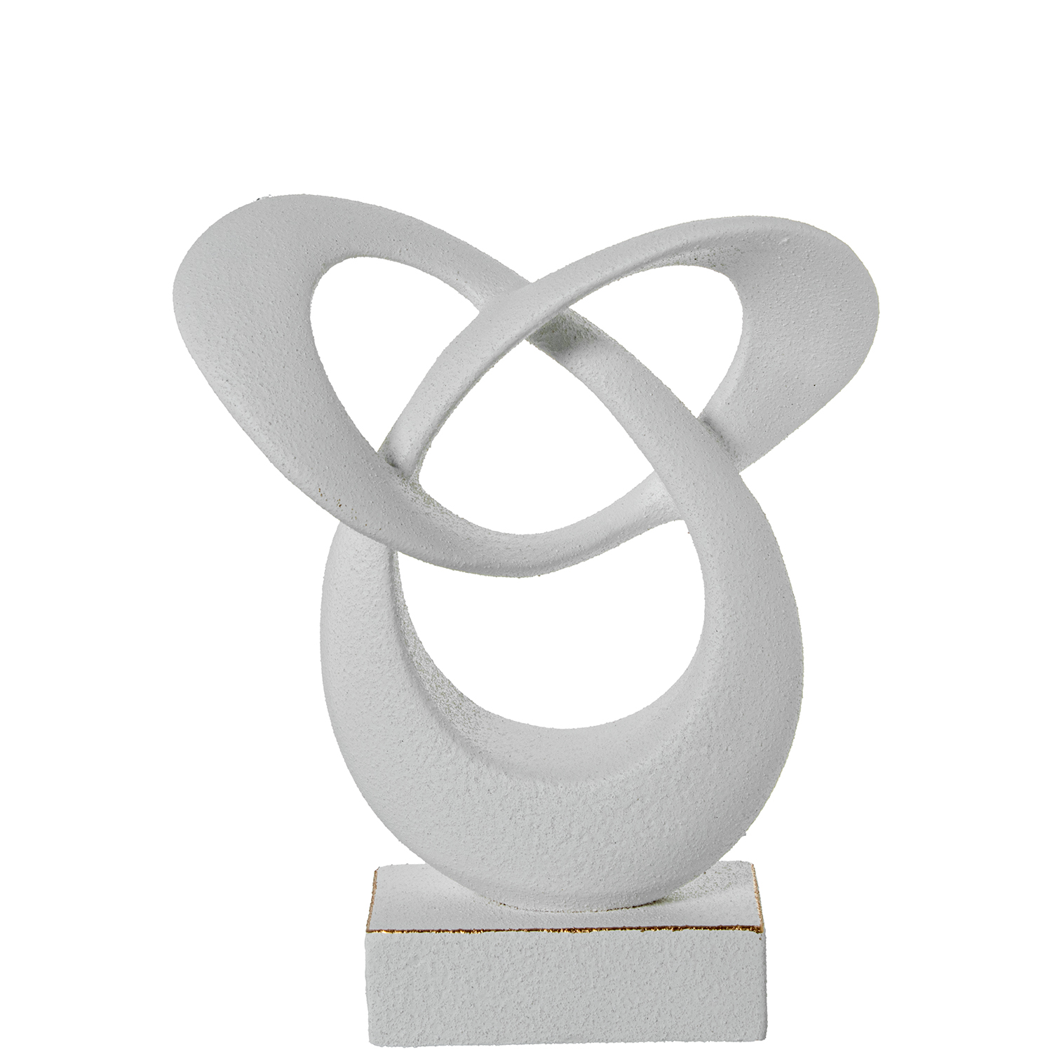 FIGURA ABSTRACTA CERAMICA 33CM BLANCO/ORO ACABADO ARENA