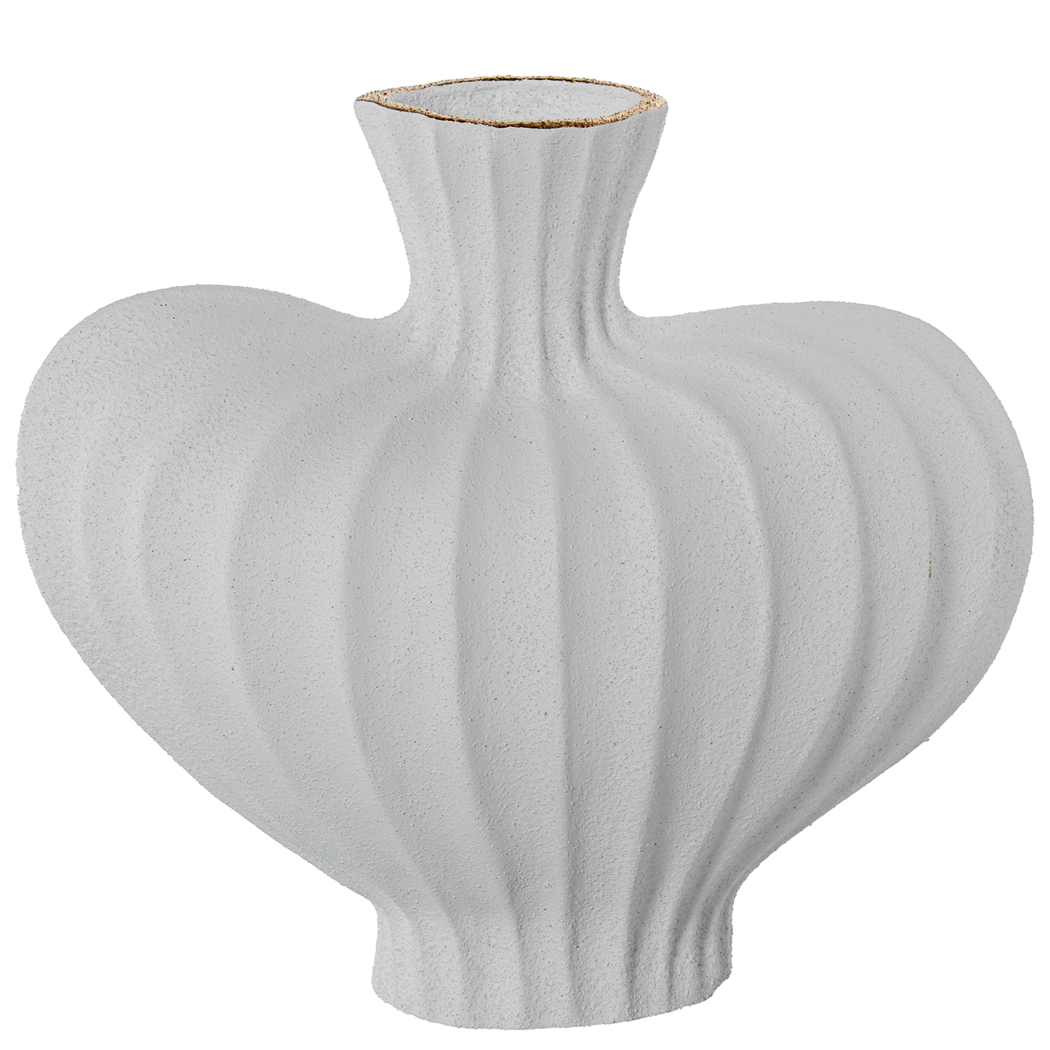 JARRON CERAMICA 31CM ONDULADOCO/ORO ACABADO ARENA