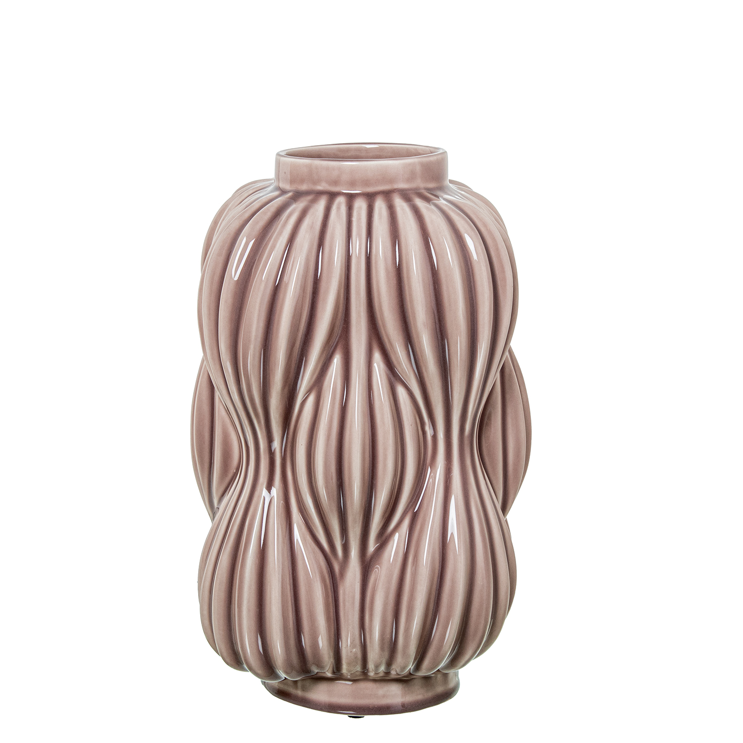JARRÓN CERÁMICA 32CM ROSA PALO BRILLO