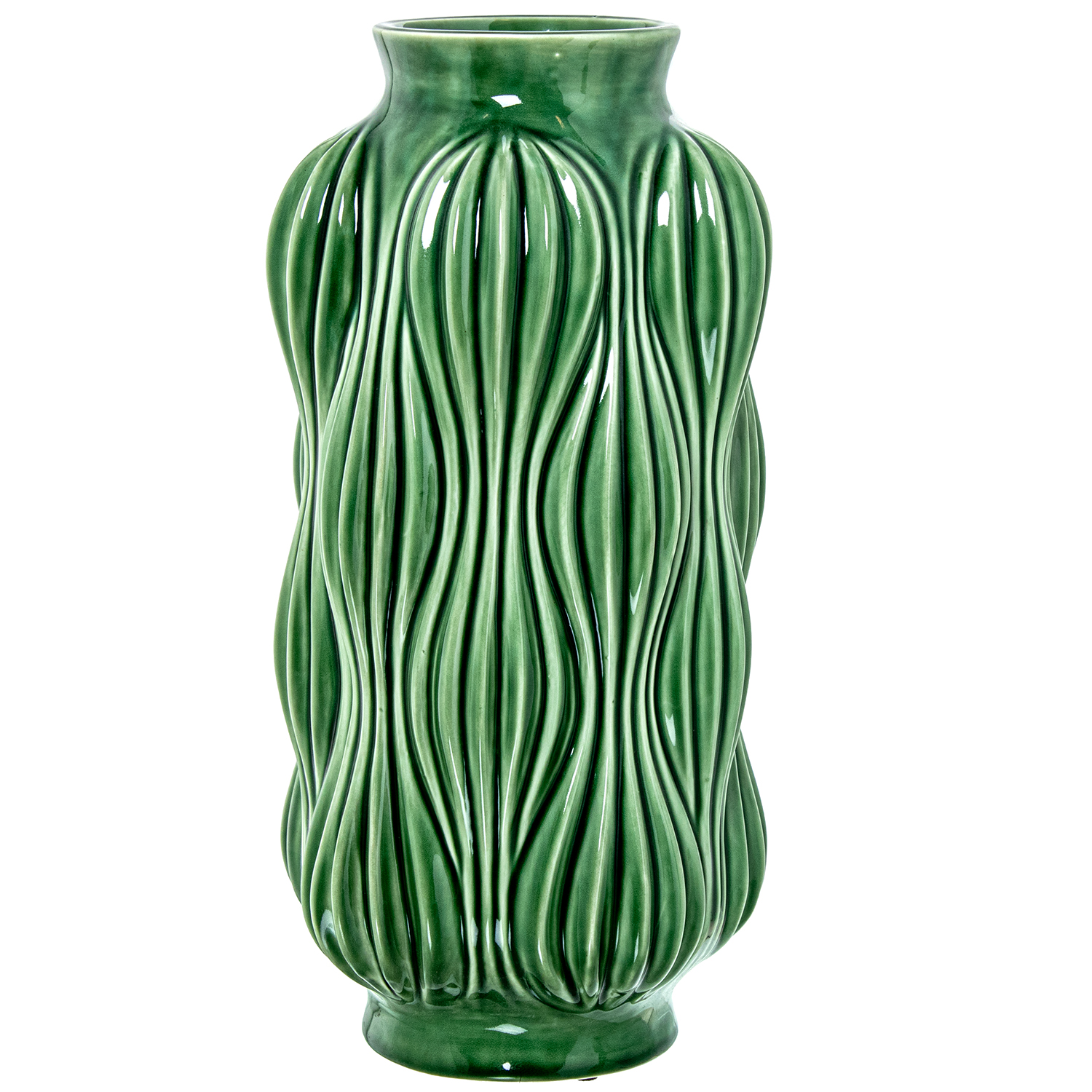 JARRÓN CERÁMICA 38CM VERDE BRI BRILLO