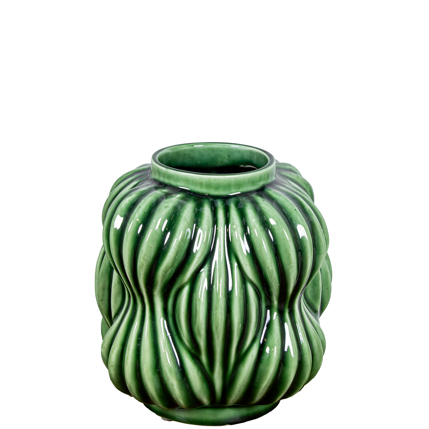 JARRÓN CERÁMICA 20CM VERDE BRILLO