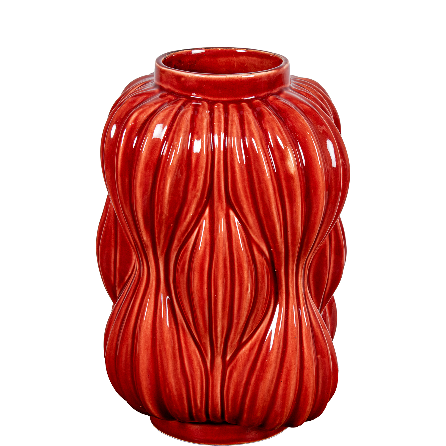 JARRÓN CERÁMICA 32CM ROJO BRILLO