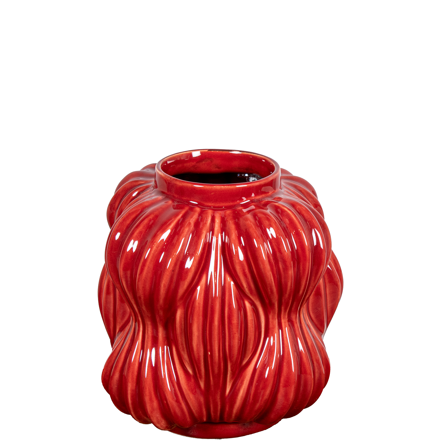 JARRÓN CERÁMICA 20CM ROJO BRILLO