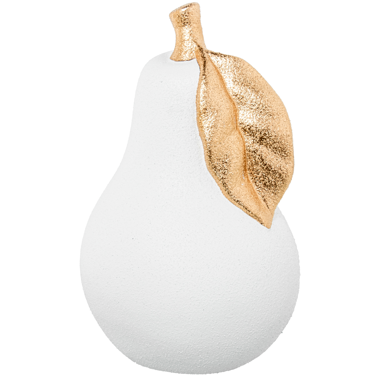 FIGURA PERA CERÁMICA 37CM BLANLANCO ARENA/ORO