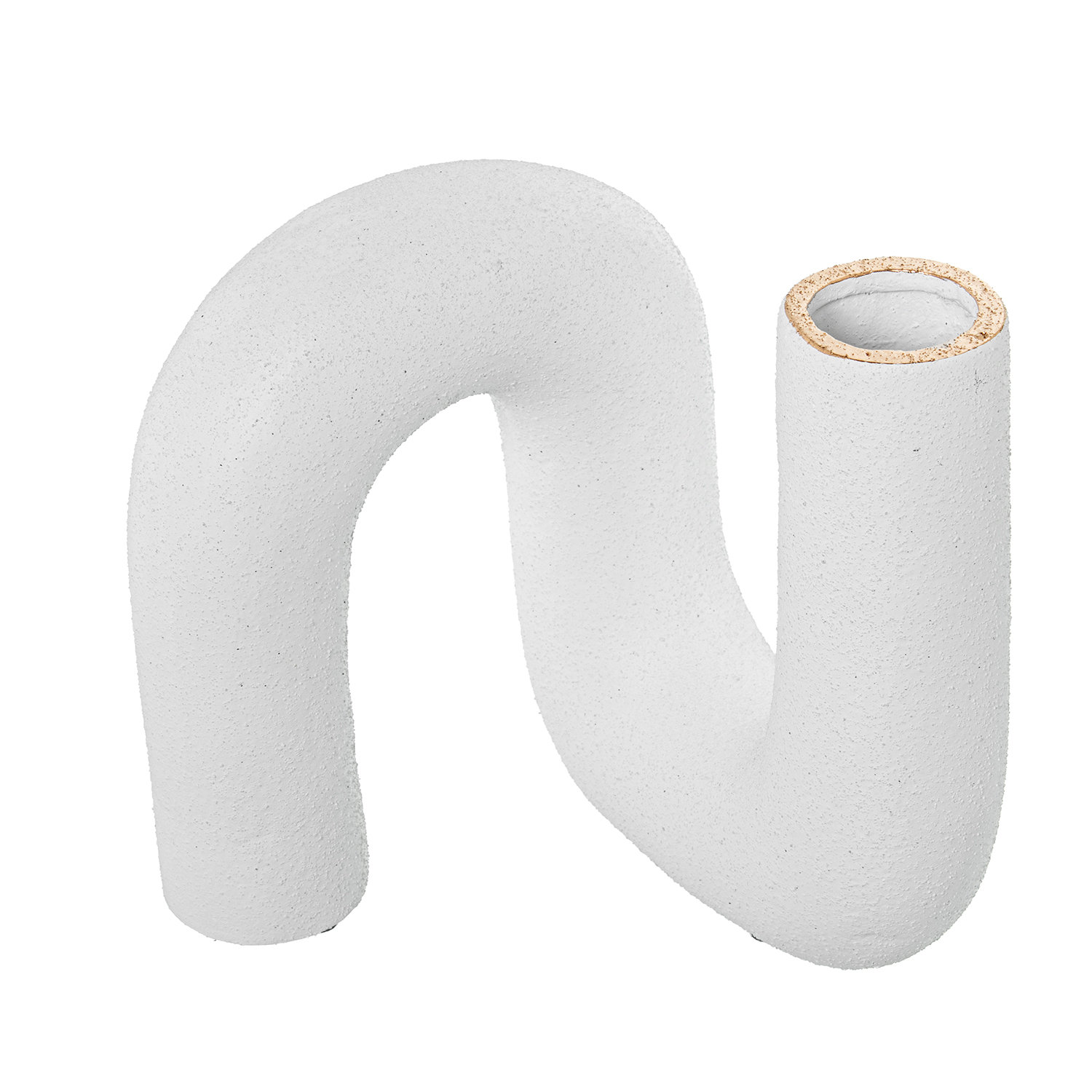 JARRON FORMA DE U 22CM CERAMICA BLANCO ARENA/ORO