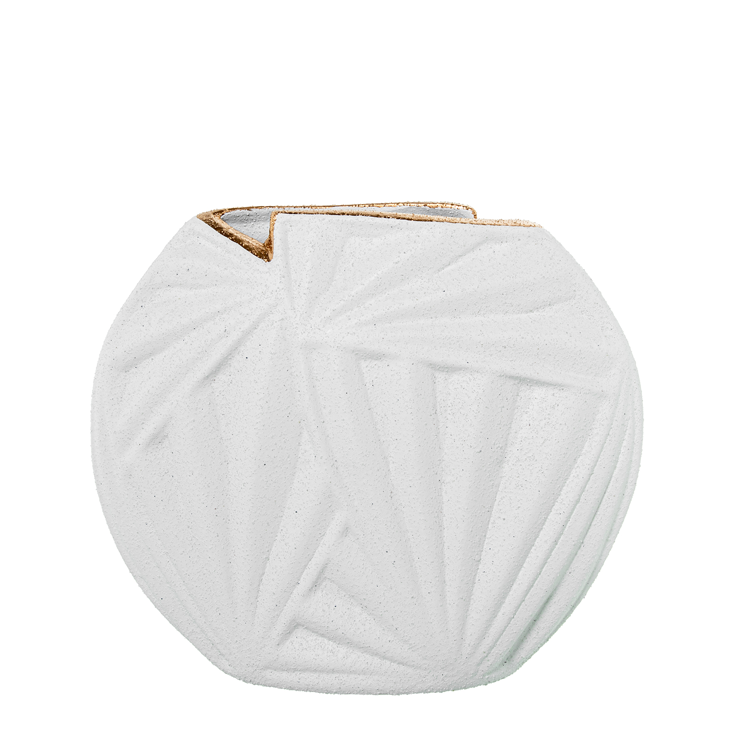 JARRON PALMERA 23CM CERAMICA BLANCO ARENA/ORO