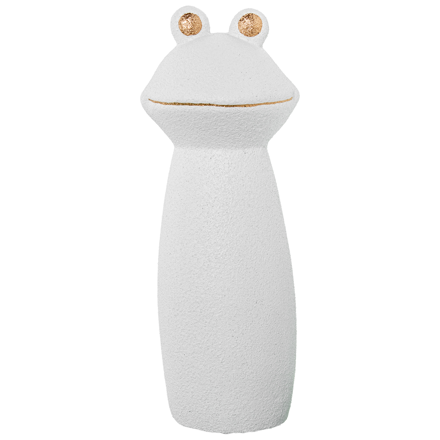 FIGURA RANA CERAMICA 40CM BLAN BLANCO ACABADO ARENA
