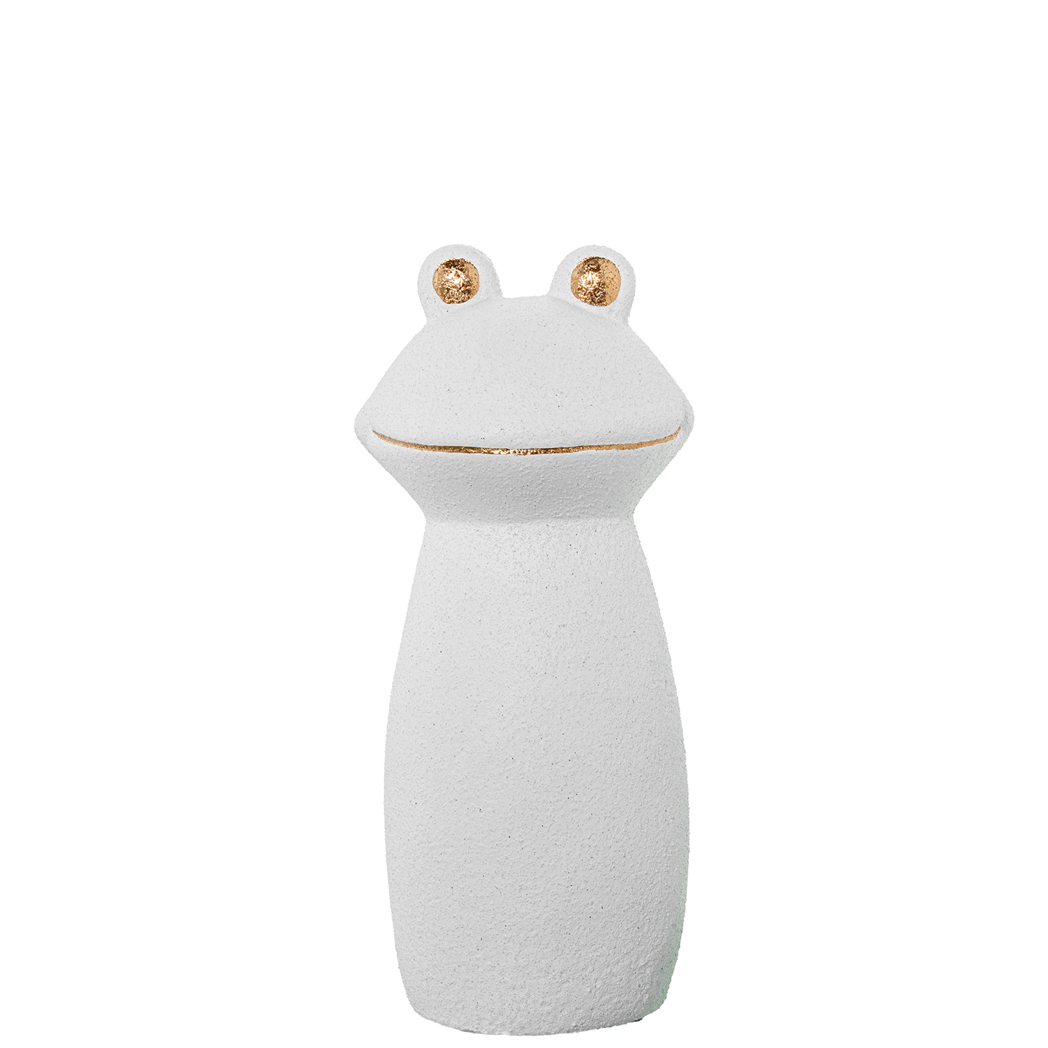 FIGURA RANA CERAMICA 31CM BLANCO/ORO ACABADO ARENA