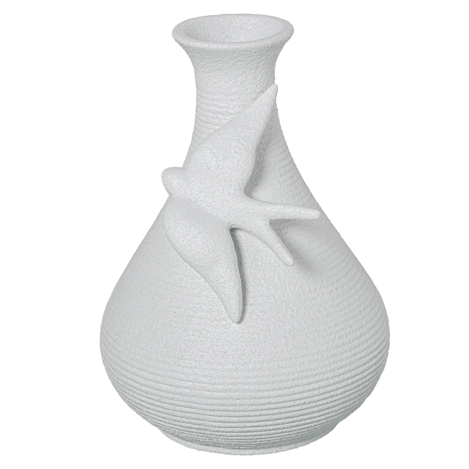 JARRON GOLONDRINA CERAMICA BLACO/ORO ACABADO ARENA