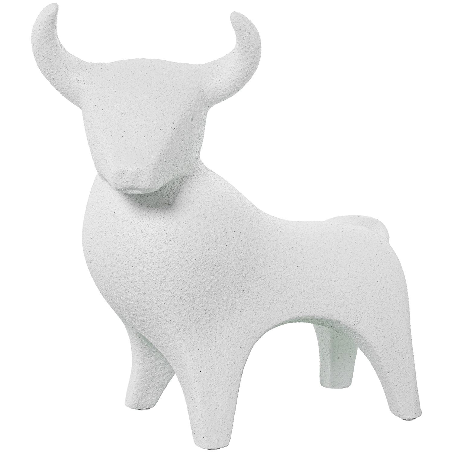 FIGURA TORO CERAMICA BLANCO ACNCO ACABADO ARENA
