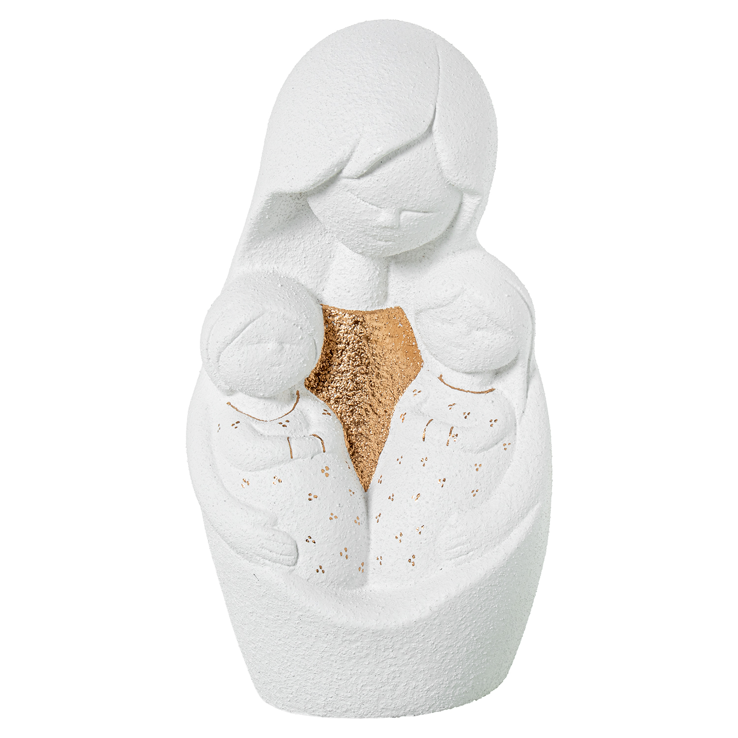 FIGURA MADRE C/BEBÉS BLANCO/ORLANCO/ORO ACABADO ARENA