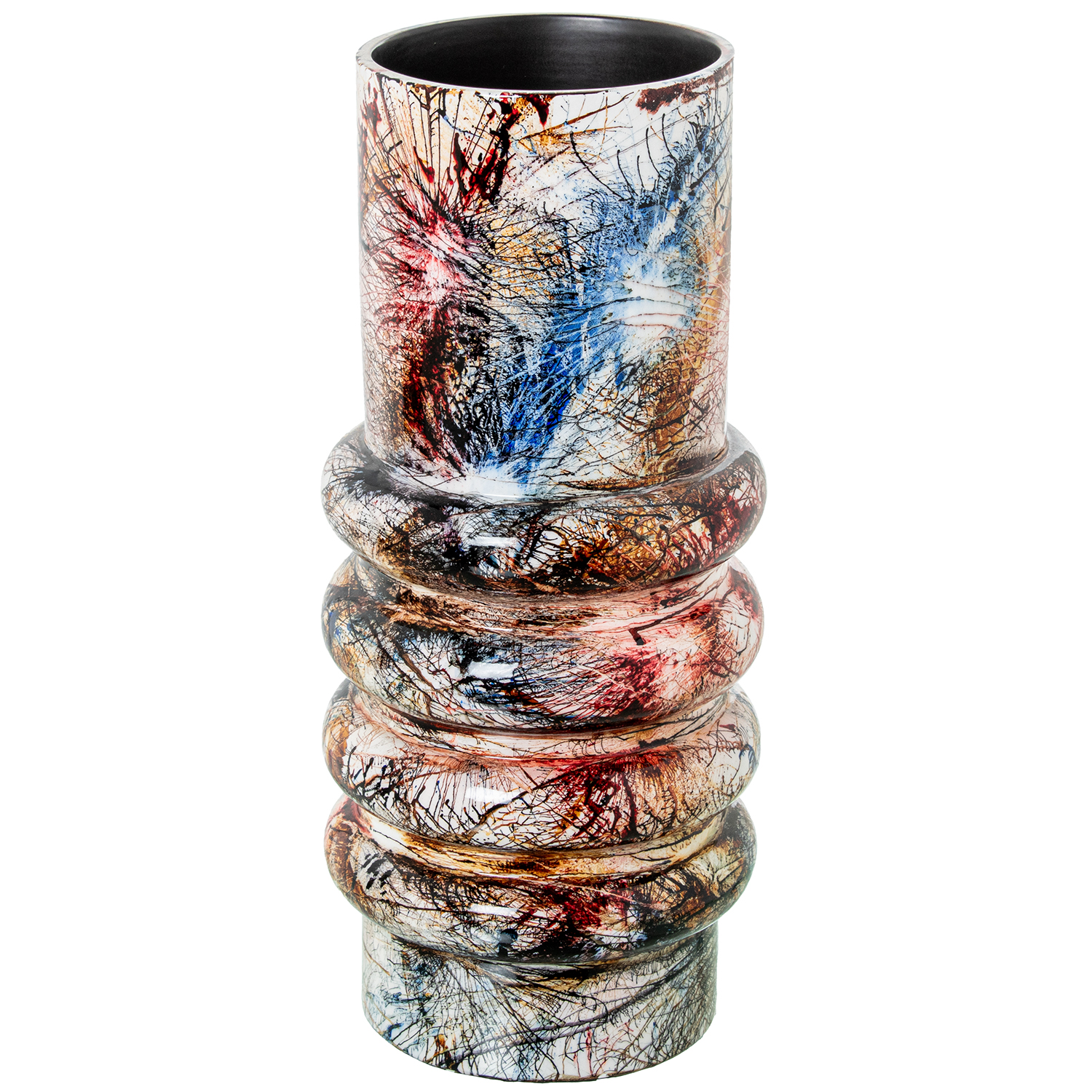 JARRON CERAMICA 40CM MULTICOLOA ROJO BRILLO