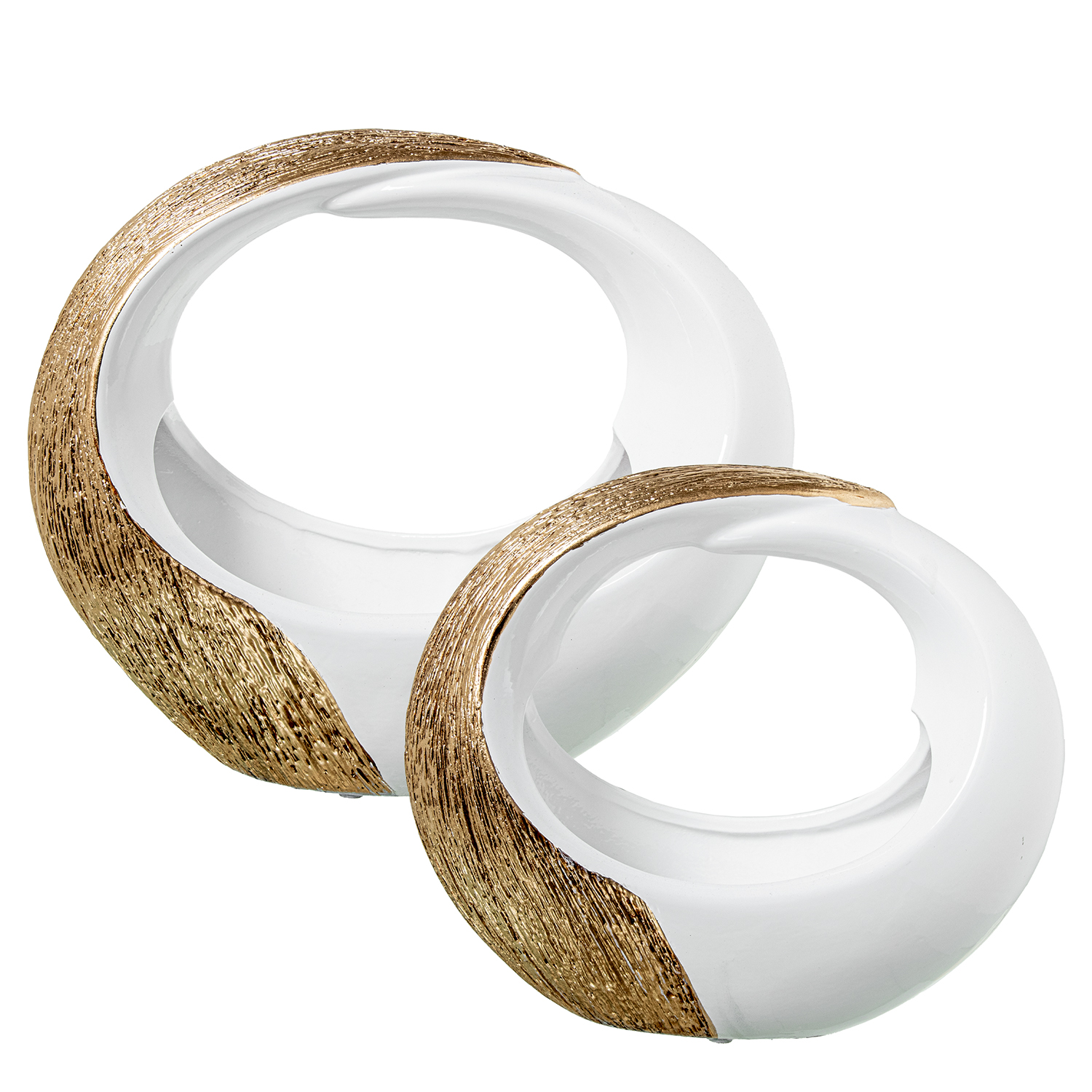 SET 2 JARRONES ARO CERÁMICA BL BRILLO /PLATA