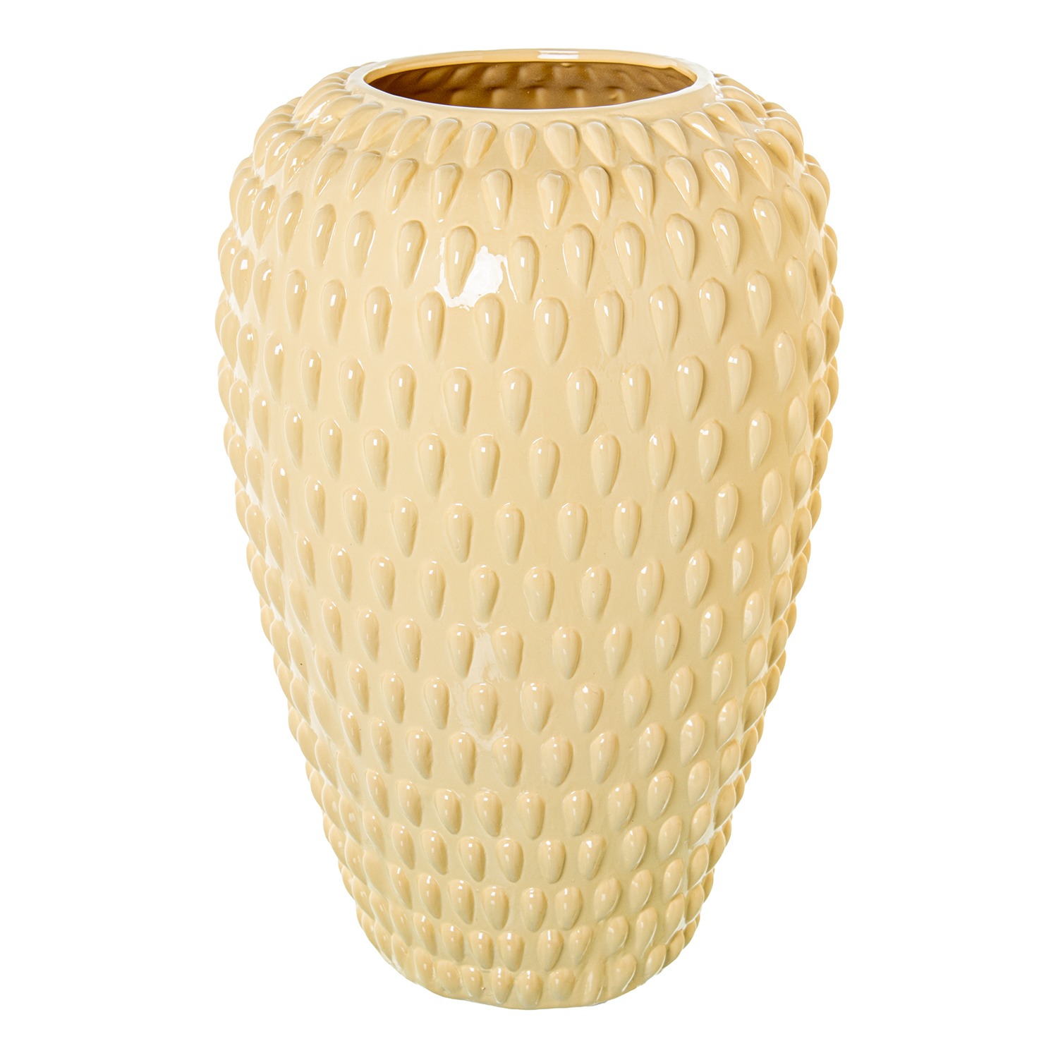JARRON CERAMICA 50CM CREMA BRIILLO