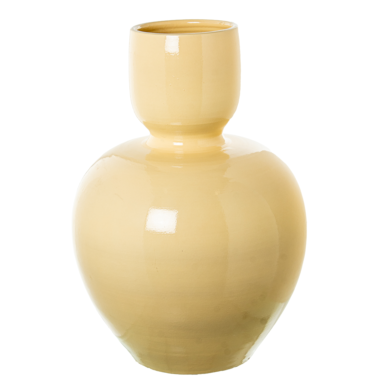 JARRON CERAMICA 60CM CREMA BRIRILLO