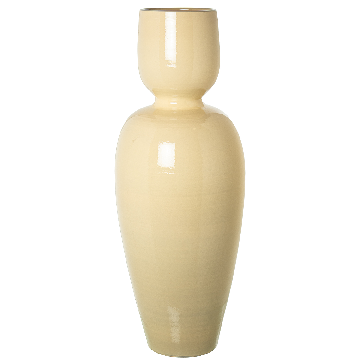 JARRON CERAMICA 80CM CREMA BRIRILLO