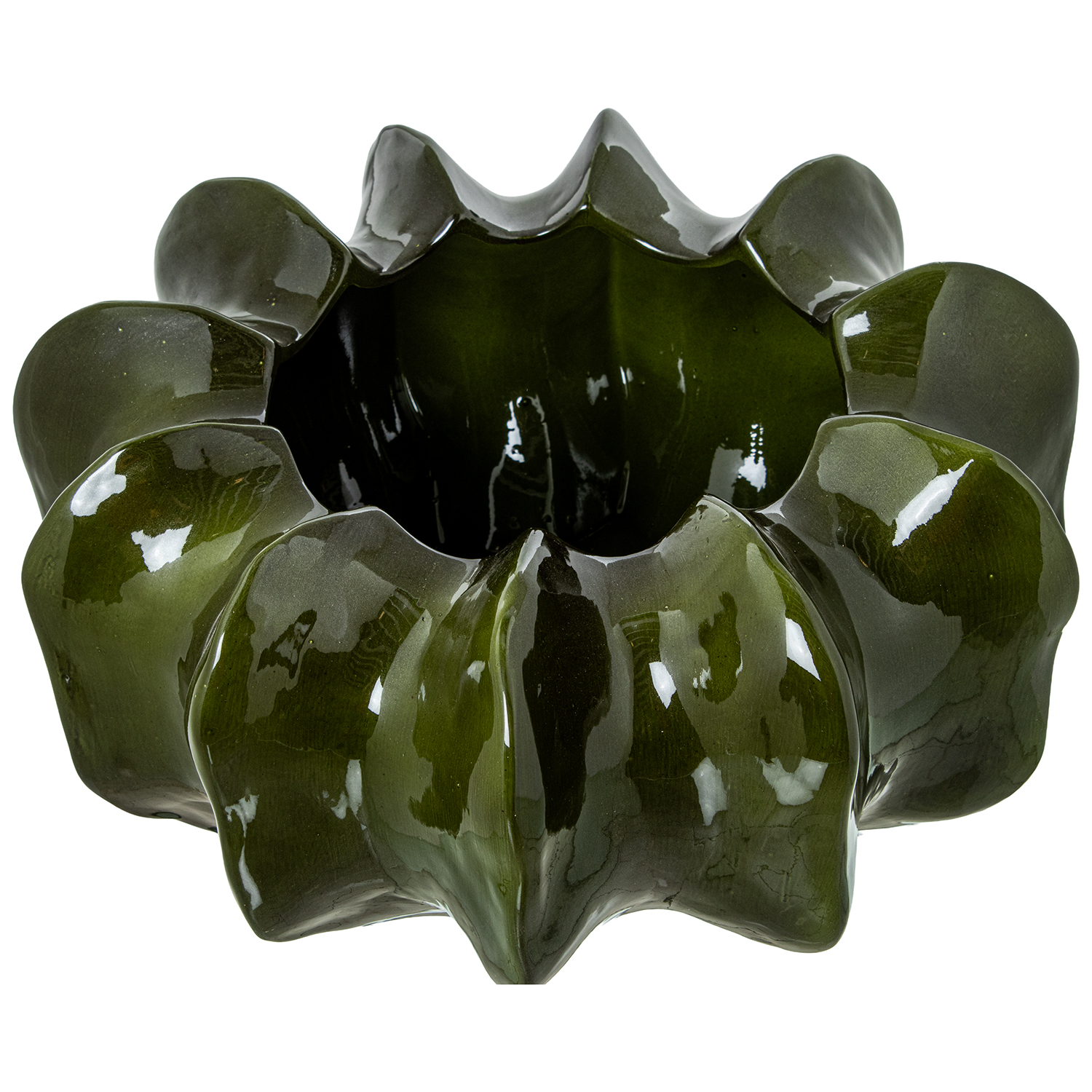 CENTRO CACTUS CERAMICA D45CM VRDE OSCURO BRILLO
