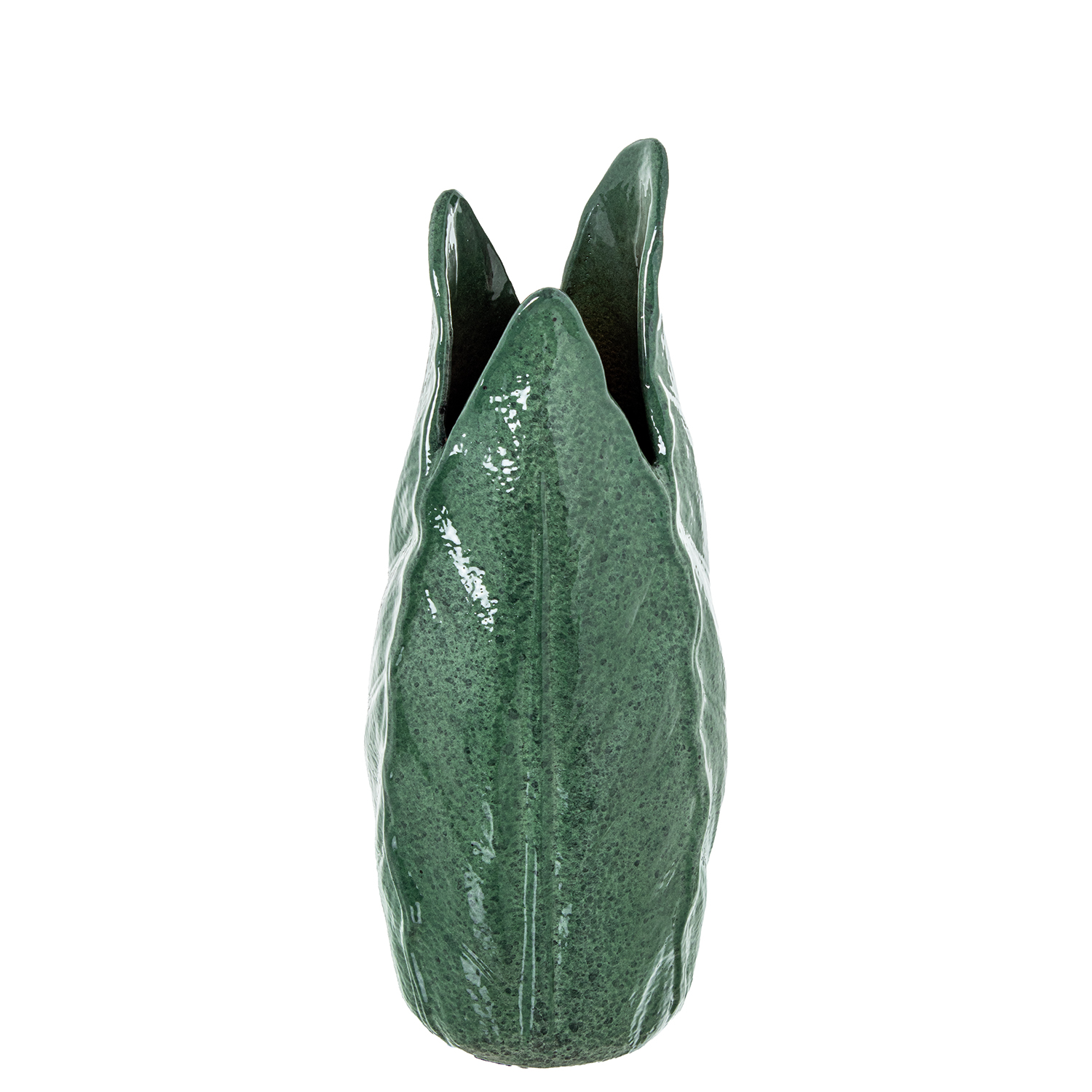 JARRON CERAMICA 35CM HOJAS VERDE JASPEADO