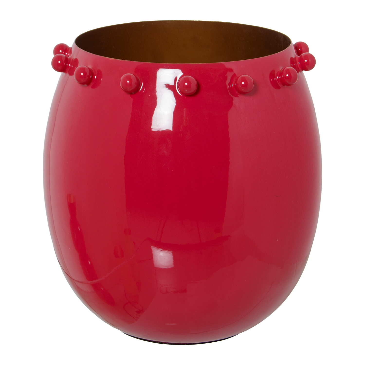 PORTAVELAS METAL ESMALTADO ROJO