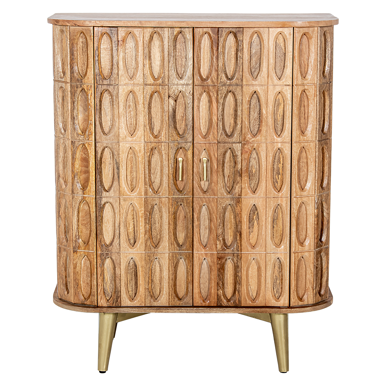 MUEBLE ENTRADA MADERA MANGO 2S PATAS METAL DORADO