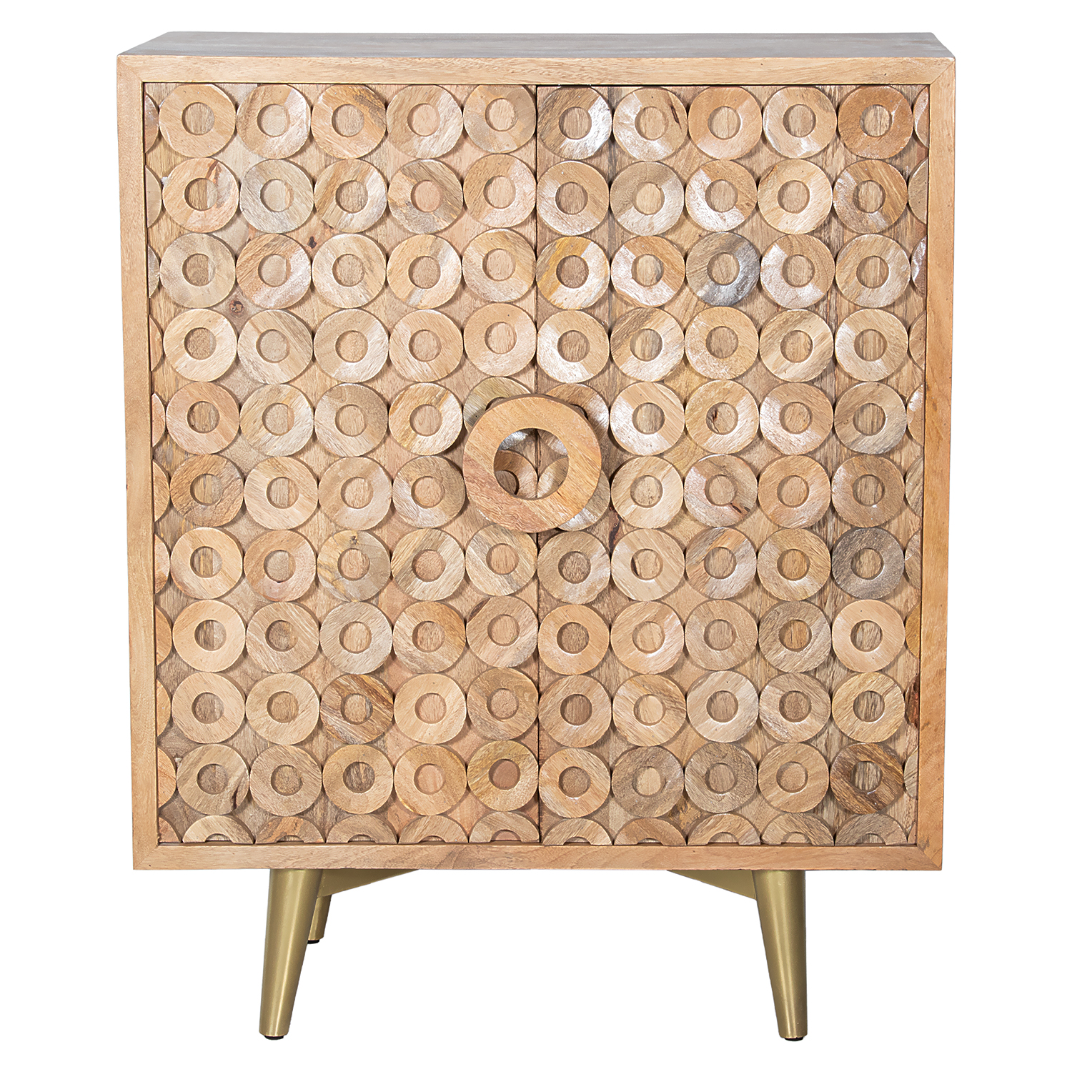 MUEBLE ENTRADA MADERA MANGO 2S PATAS METAL DORADO