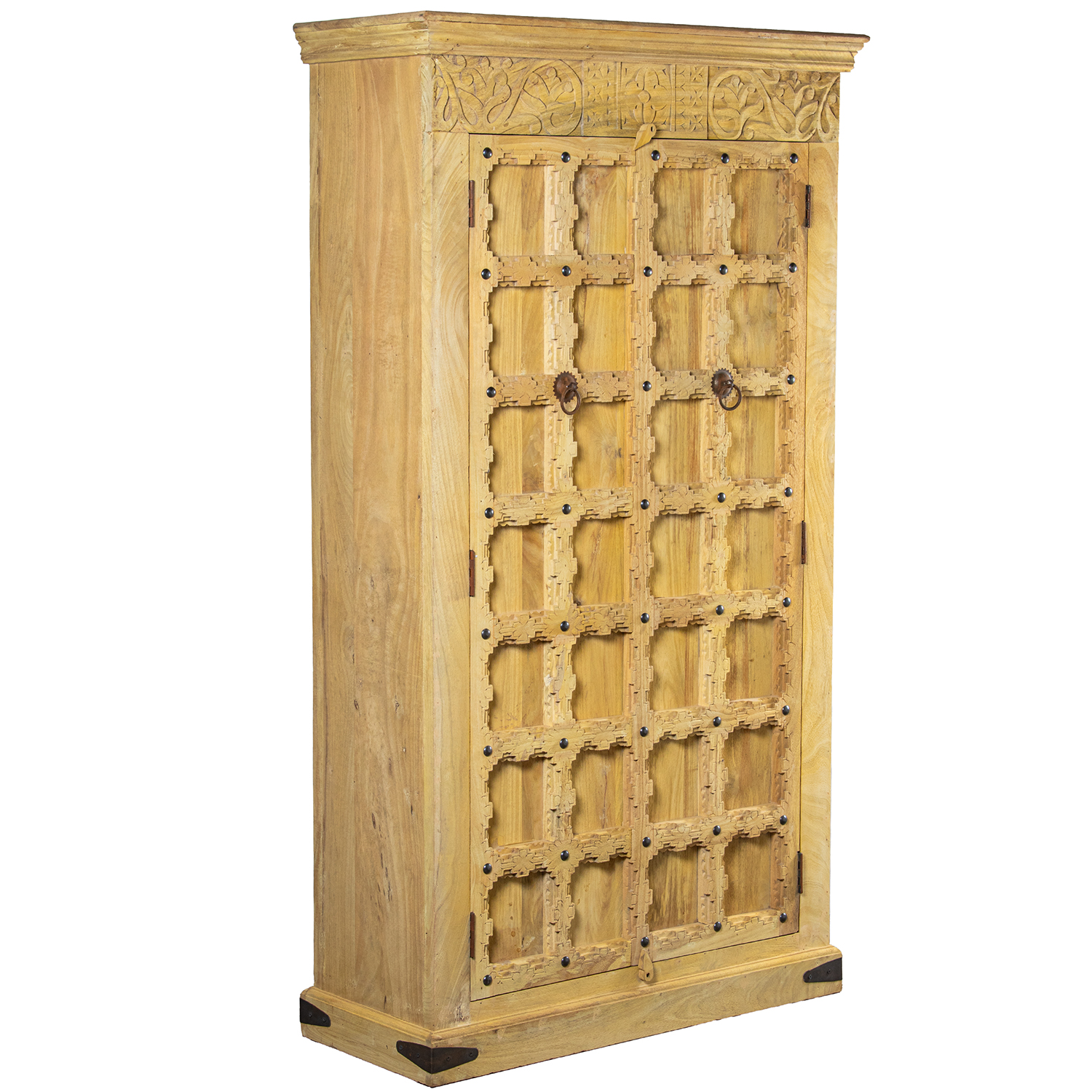 ARMARIO MADERA MANGO DECORADO C/4 PUERTAS