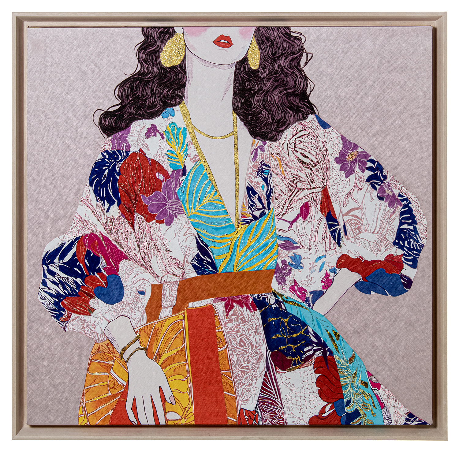 CUADRO LIENZO IMPRESO FIGURA MO 80X80CM MARCO PS
