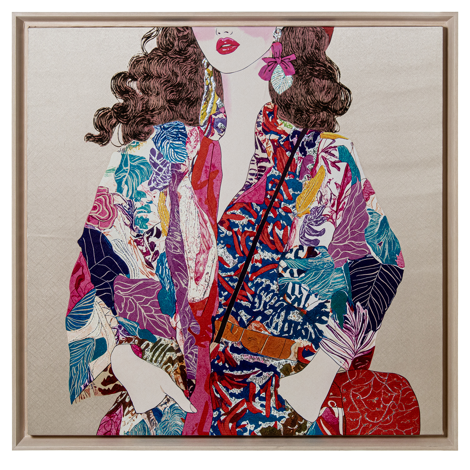 CUADRO LIENZO IMPRESO FIGURA MUJER 80X80CM MARCO PS