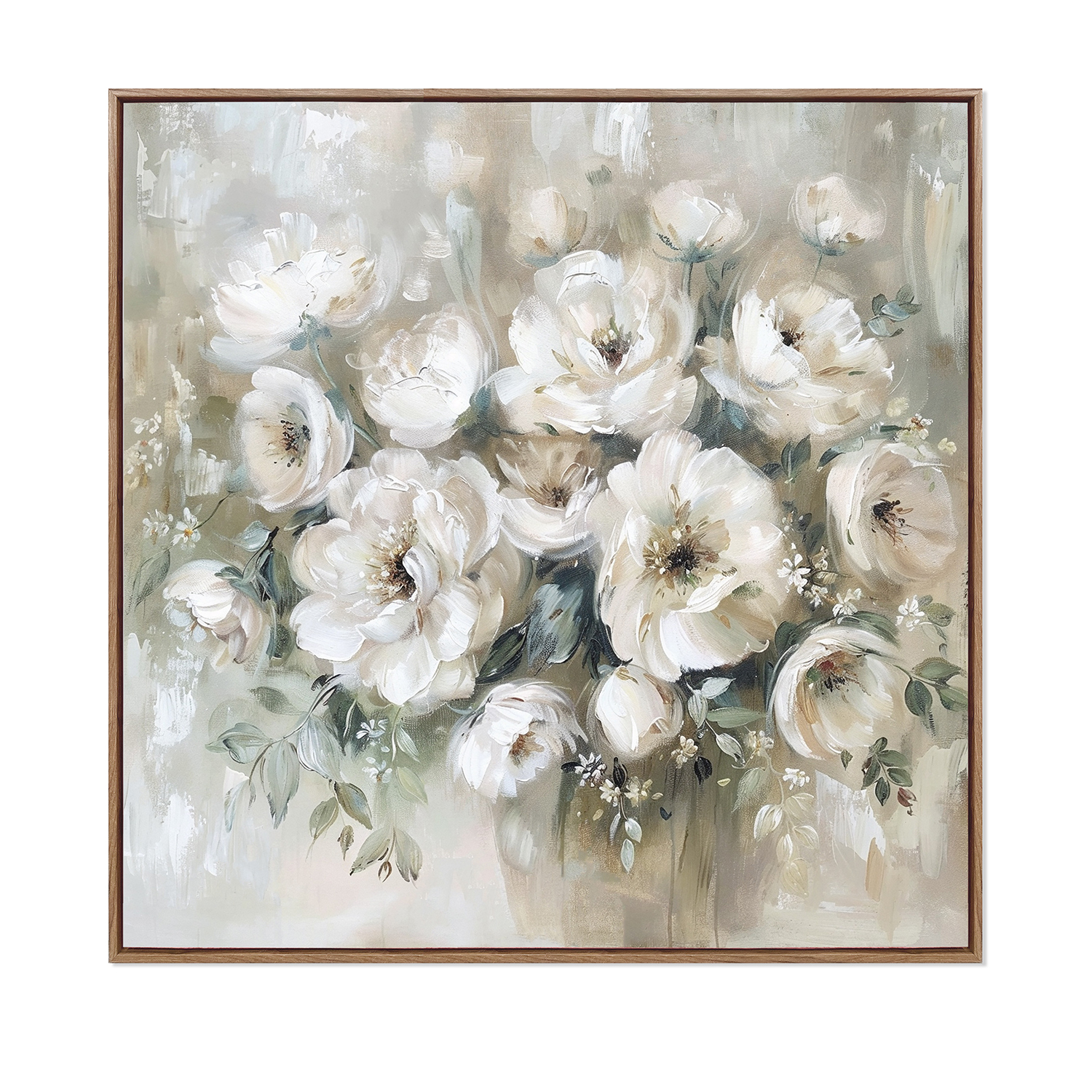 CUADRO LIENZO 80X80 CM. MARCO MADERA MARINA 80% A MANO