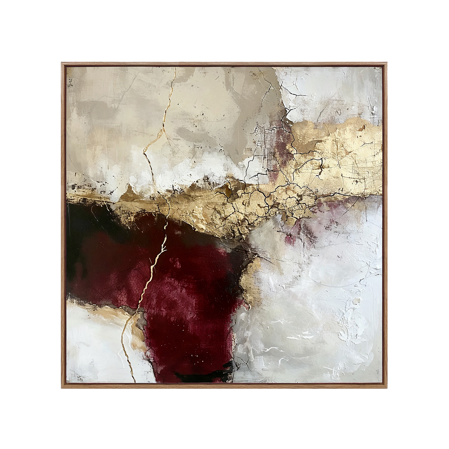 CUADRO LIENZO 80X80CM MARCO MADERA SKYLINE 80% A MANO