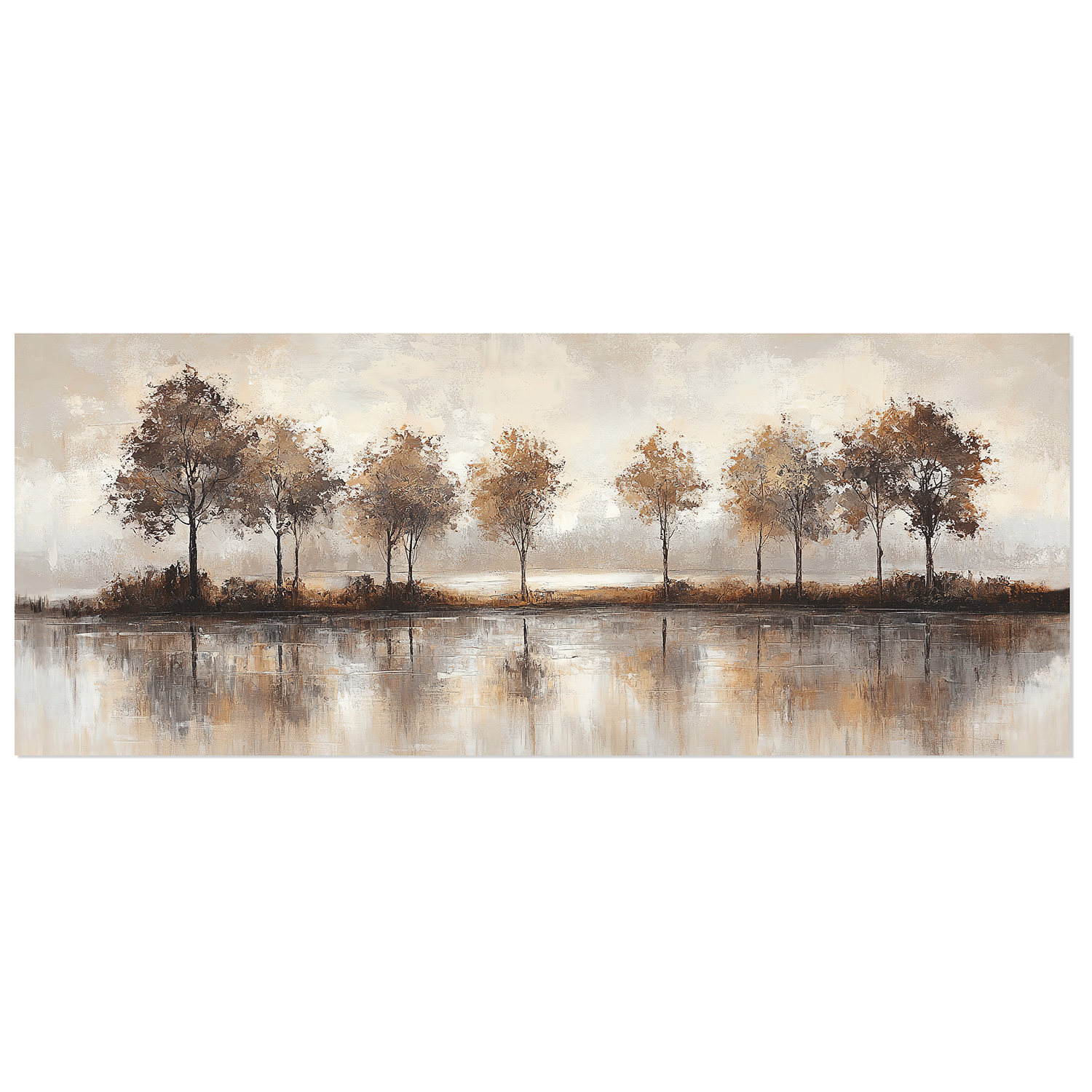 CUADRO LIENZO 60X150CM ÁRBOLESADERA SKYLINE 40% A MANO