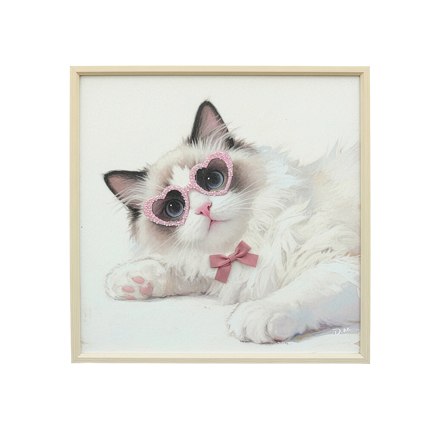 CUADRO C/MARCO MADERA 60X60X3,,5CM PERROS C/GAFAS