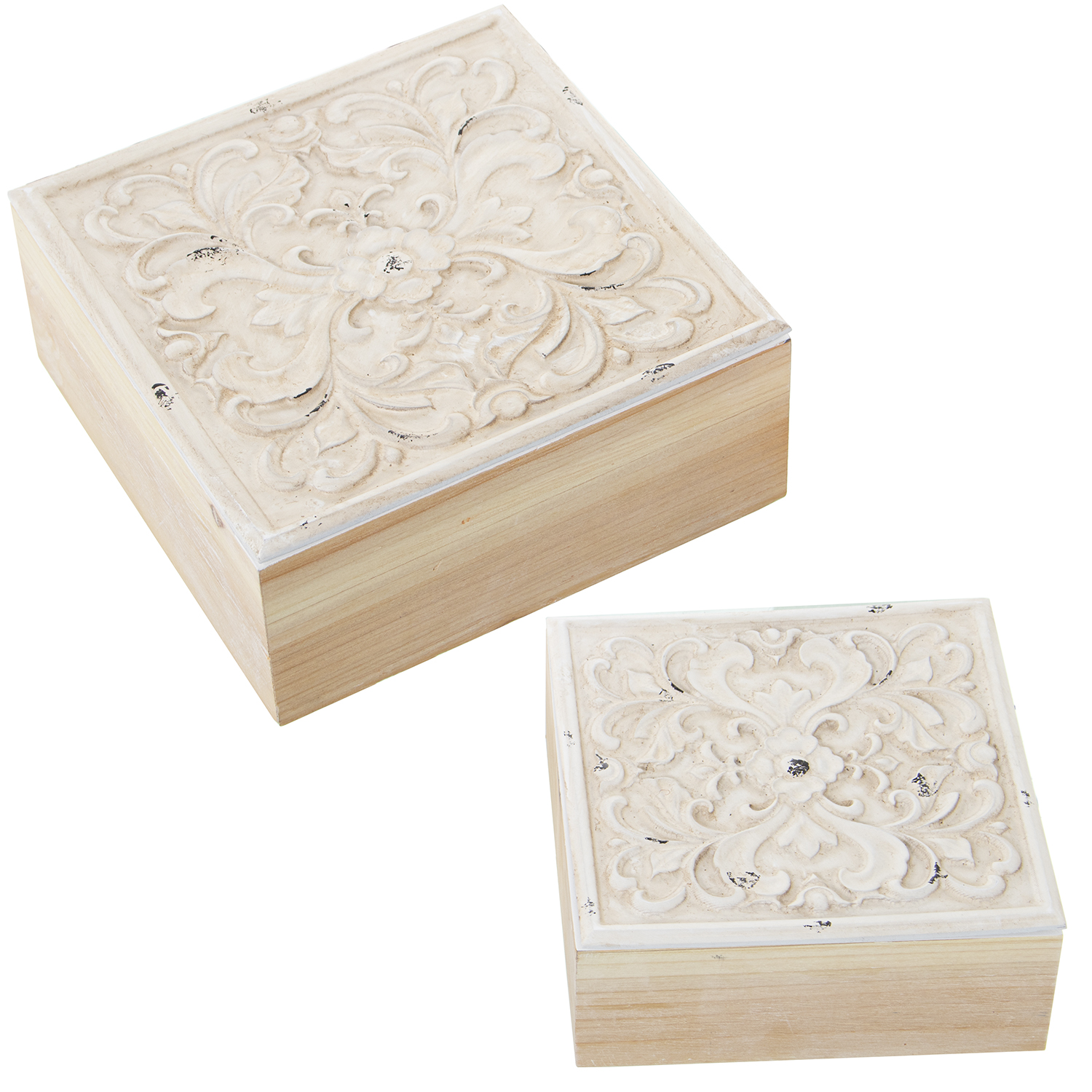 SET 2 CAJAS MADERA CALADAS
