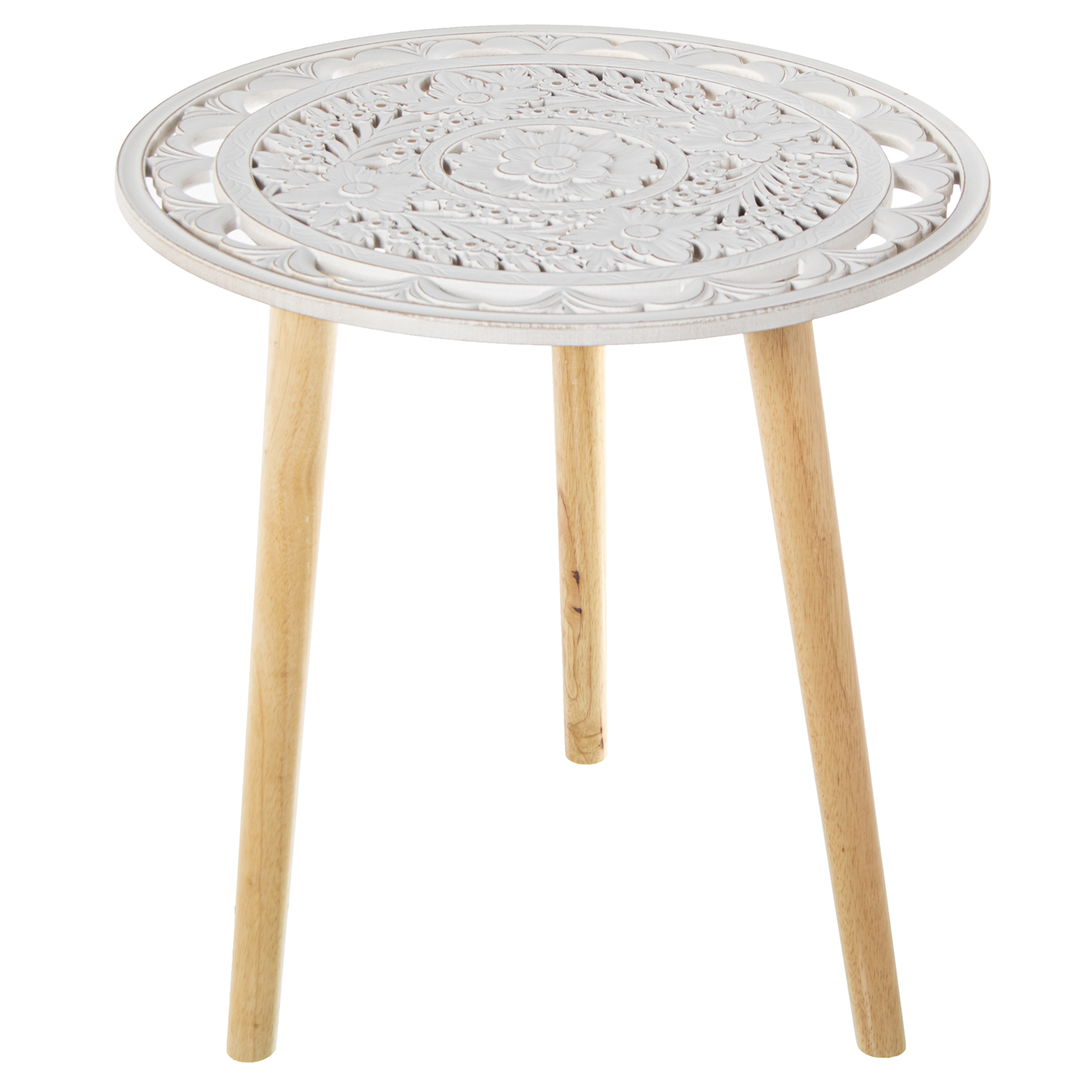 MESA AUXILIAR MADERA CALADA BL DECAPÉ