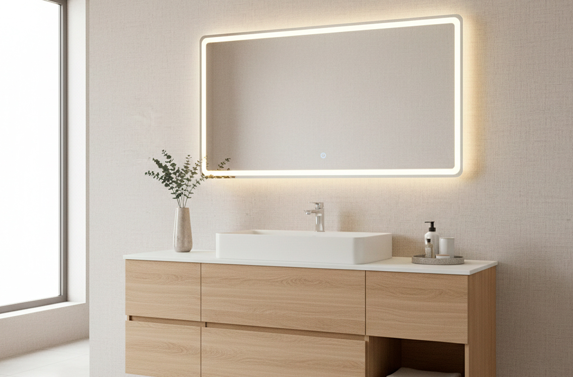 ESPEJO PARED CON ILUMINACION LED WATERPROOF 80 x 60 CM.