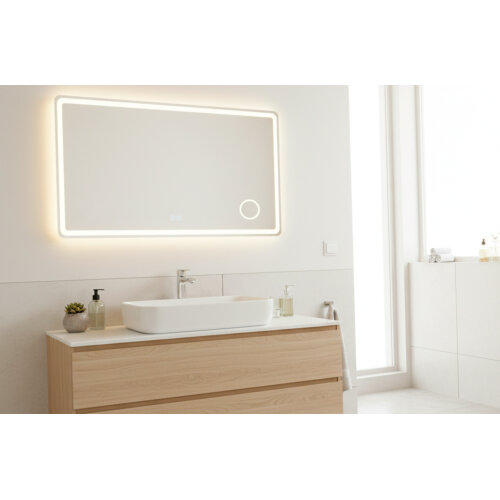 ESPEJO PARED CON ILUMINACION LED Y LUPA DE AUMENTO  WATERPROOF 100 x 70 CM.