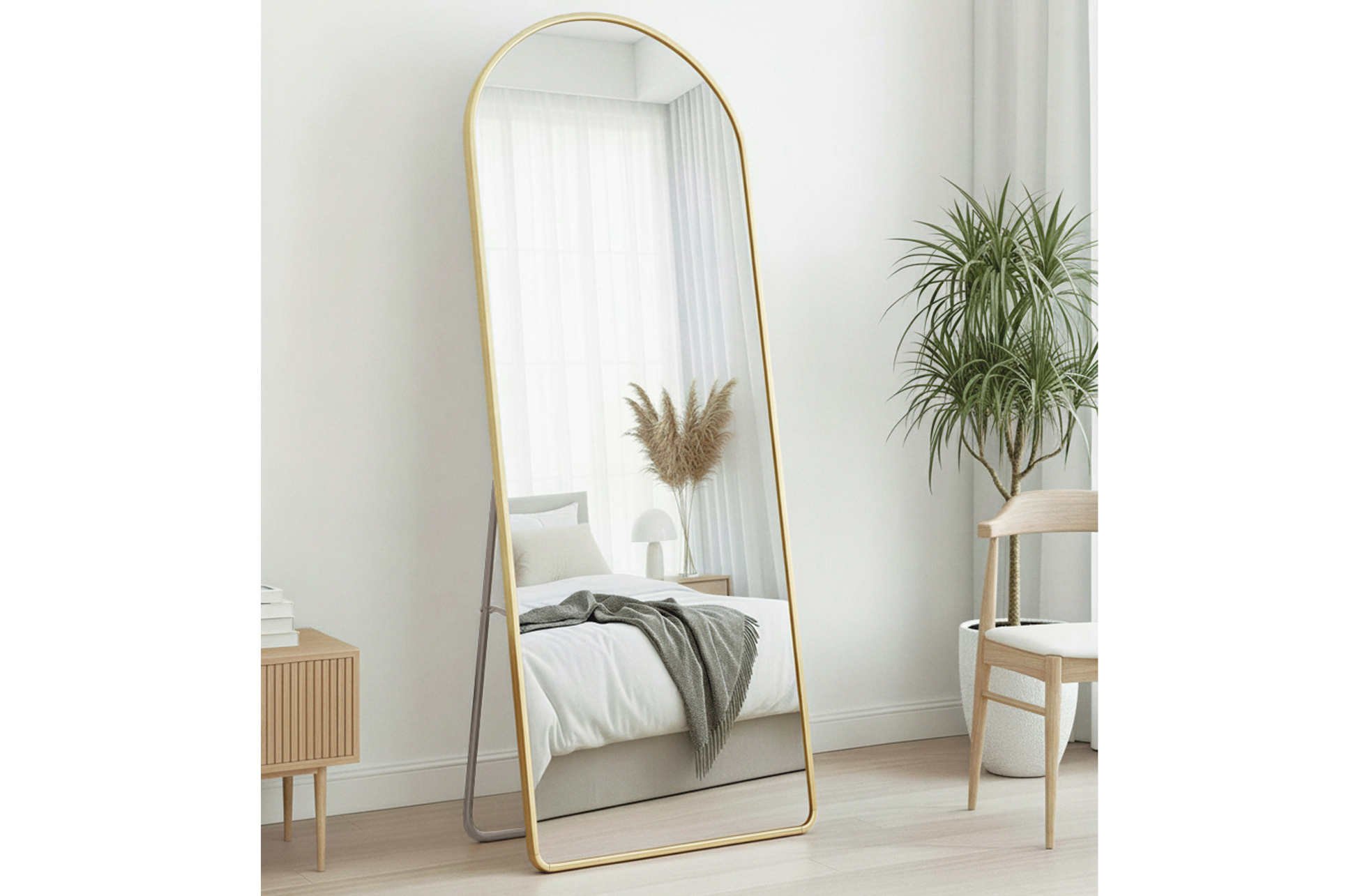 ESPEJO PIE / COLGAR DORADO CON ARCO SUPERIOR GOLDEN 60 X 162 CM - Imagen 5