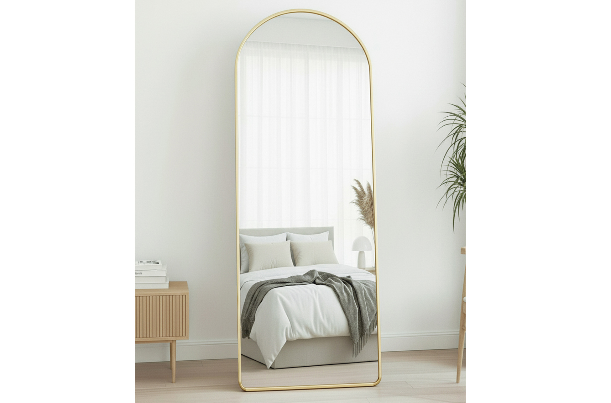 ESPEJO PIE / COLGAR DORADO CON ARCO SUPERIOR GOLDEN 60 X 162 CM - Imagen 6