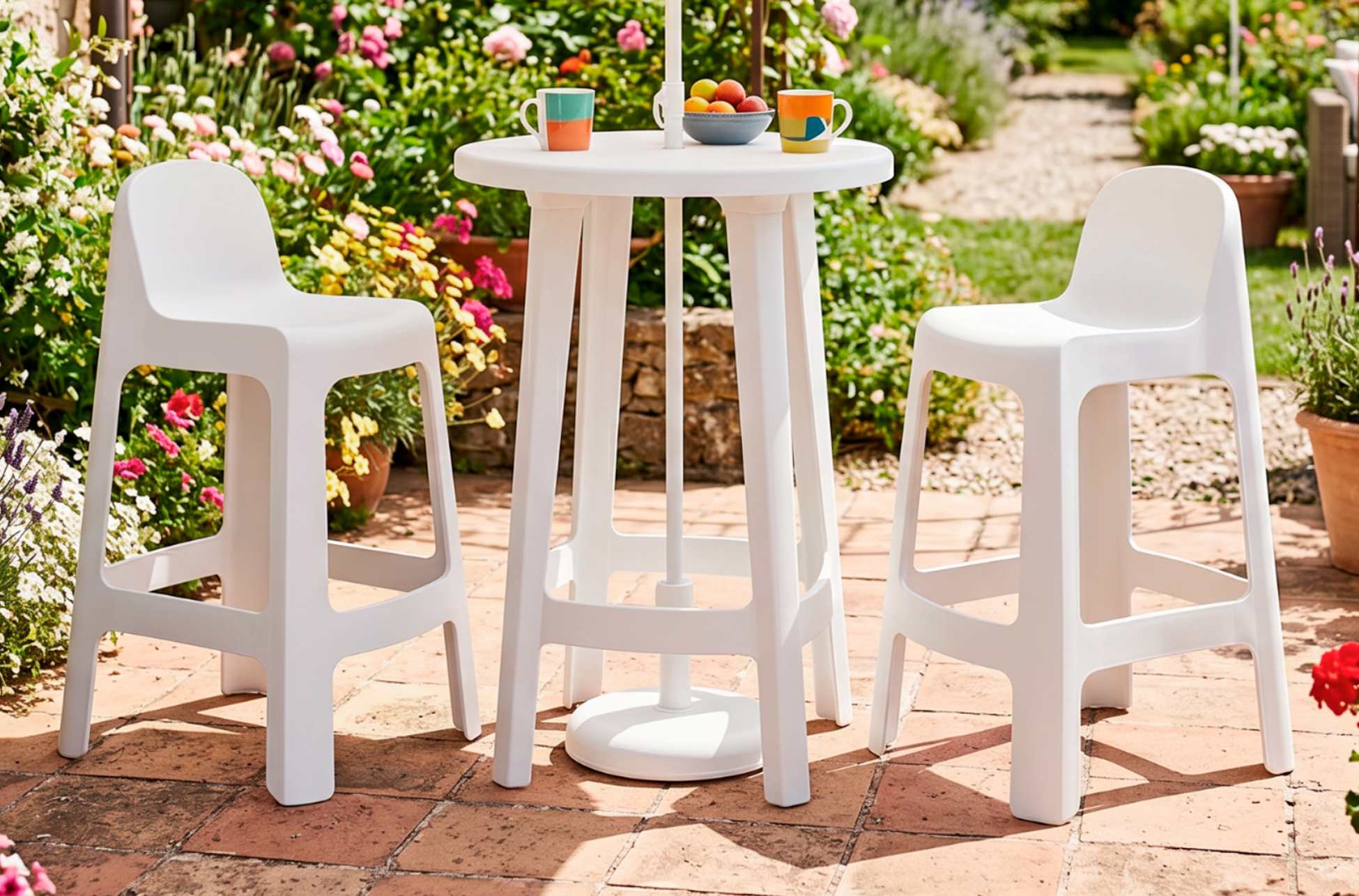 TABURETE ALTO PARA EXTERIOR BARK BLANCO