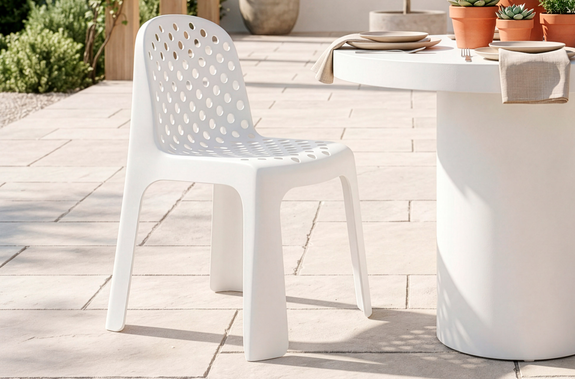 SILLA DE EXTERIOR BARK BLANCO