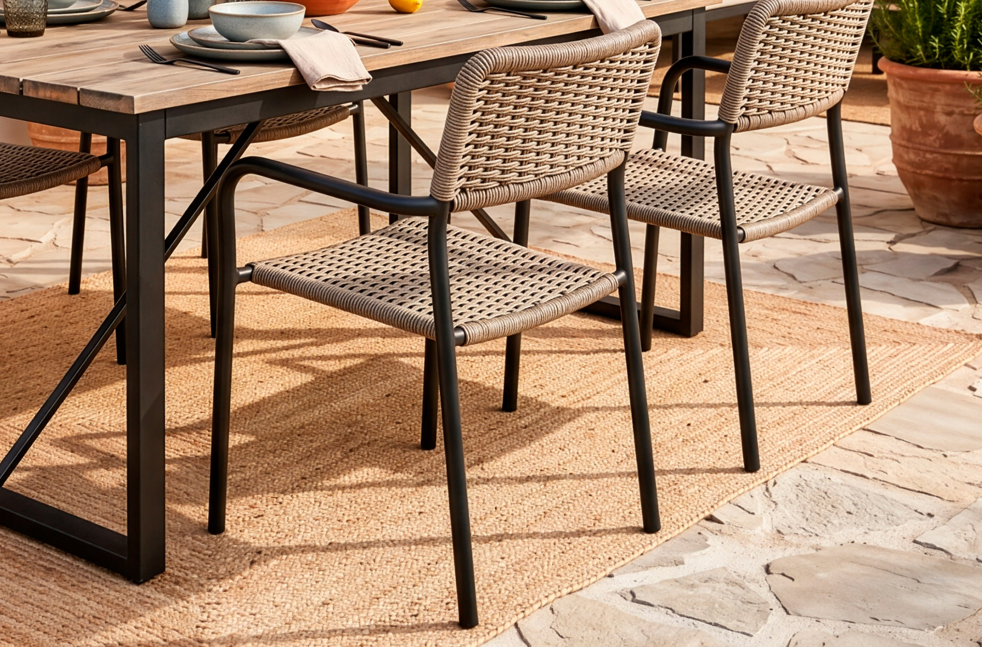 SILLA DE EXTERIOR SAVA MIMBRE / NEGRO