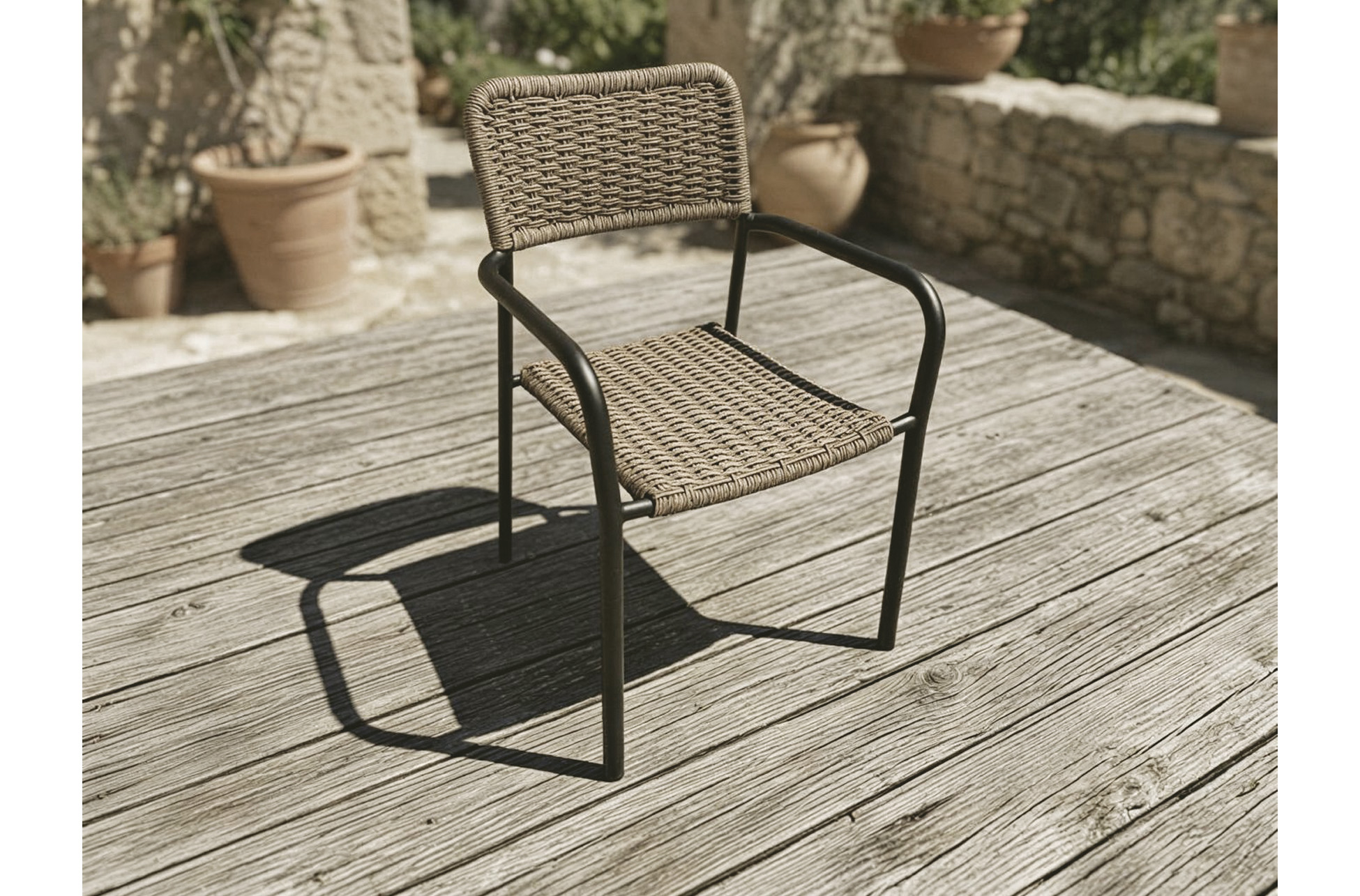 SILLA DE EXTERIOR SAVA MIMBRE / NEGRO - Imagen 4