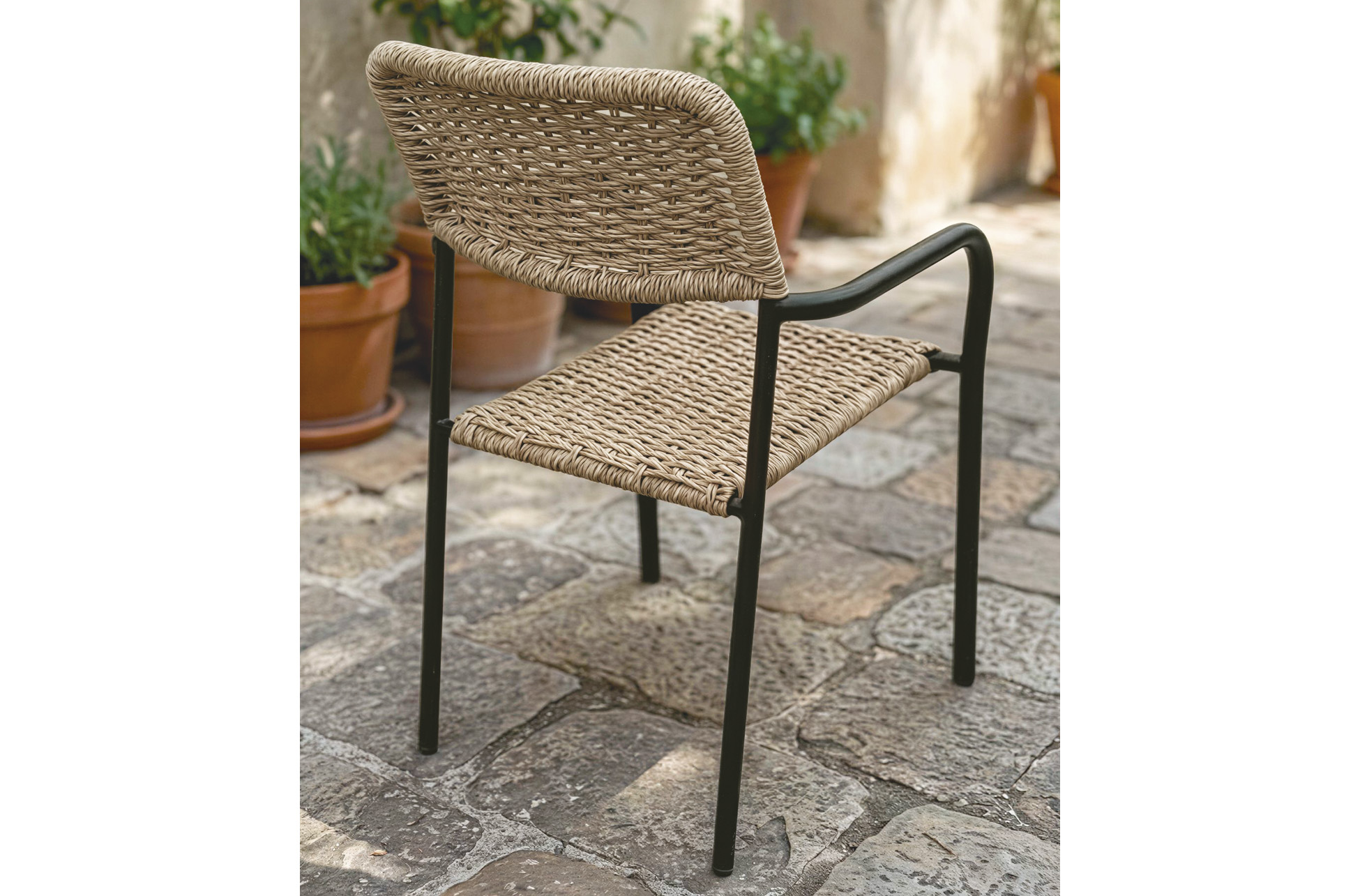 SILLA DE EXTERIOR SAVA MIMBRE / NEGRO - Imagen 5