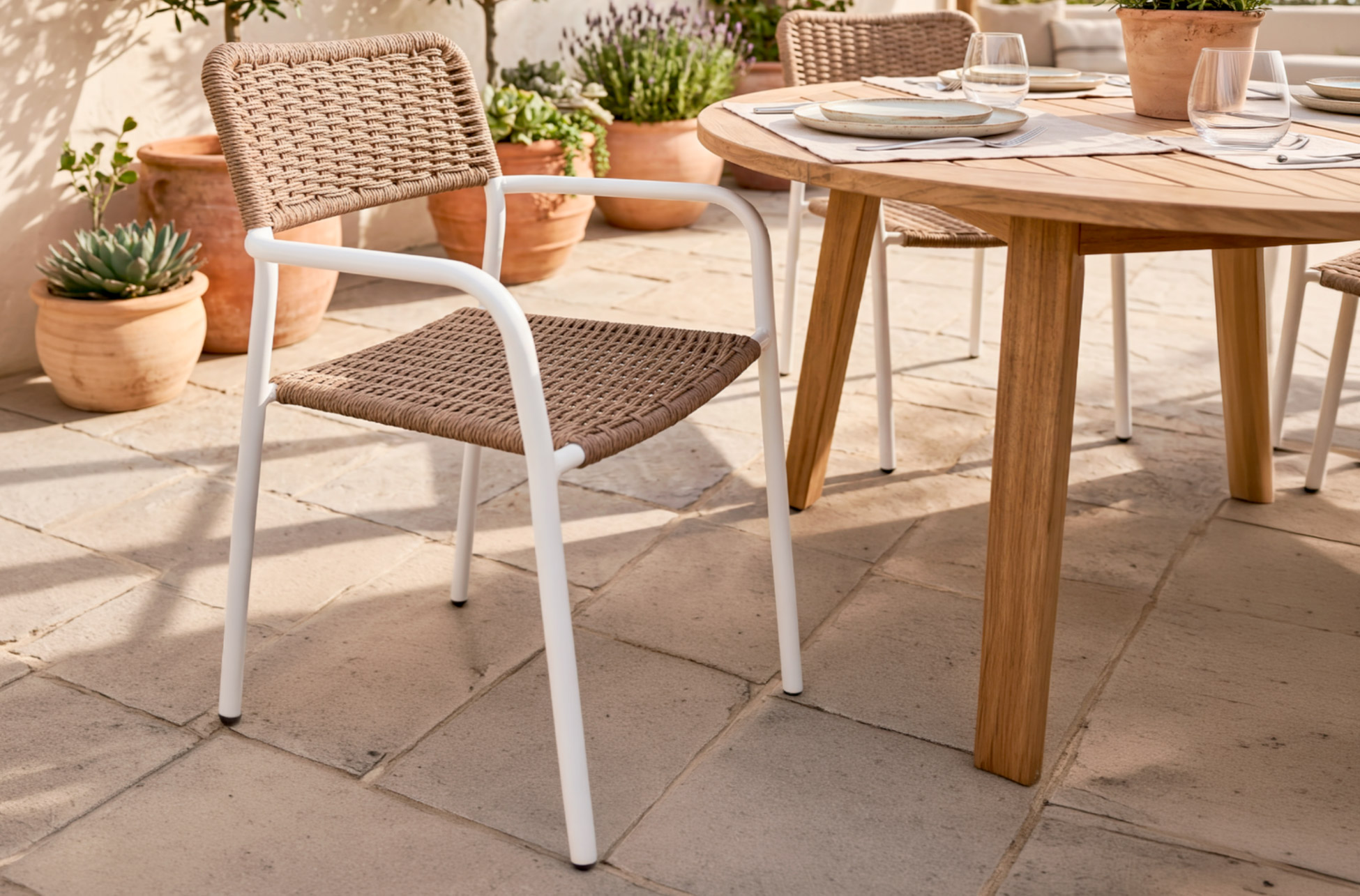 SILLA DE EXTERIOR SAVA MIMBRE / BLANCO